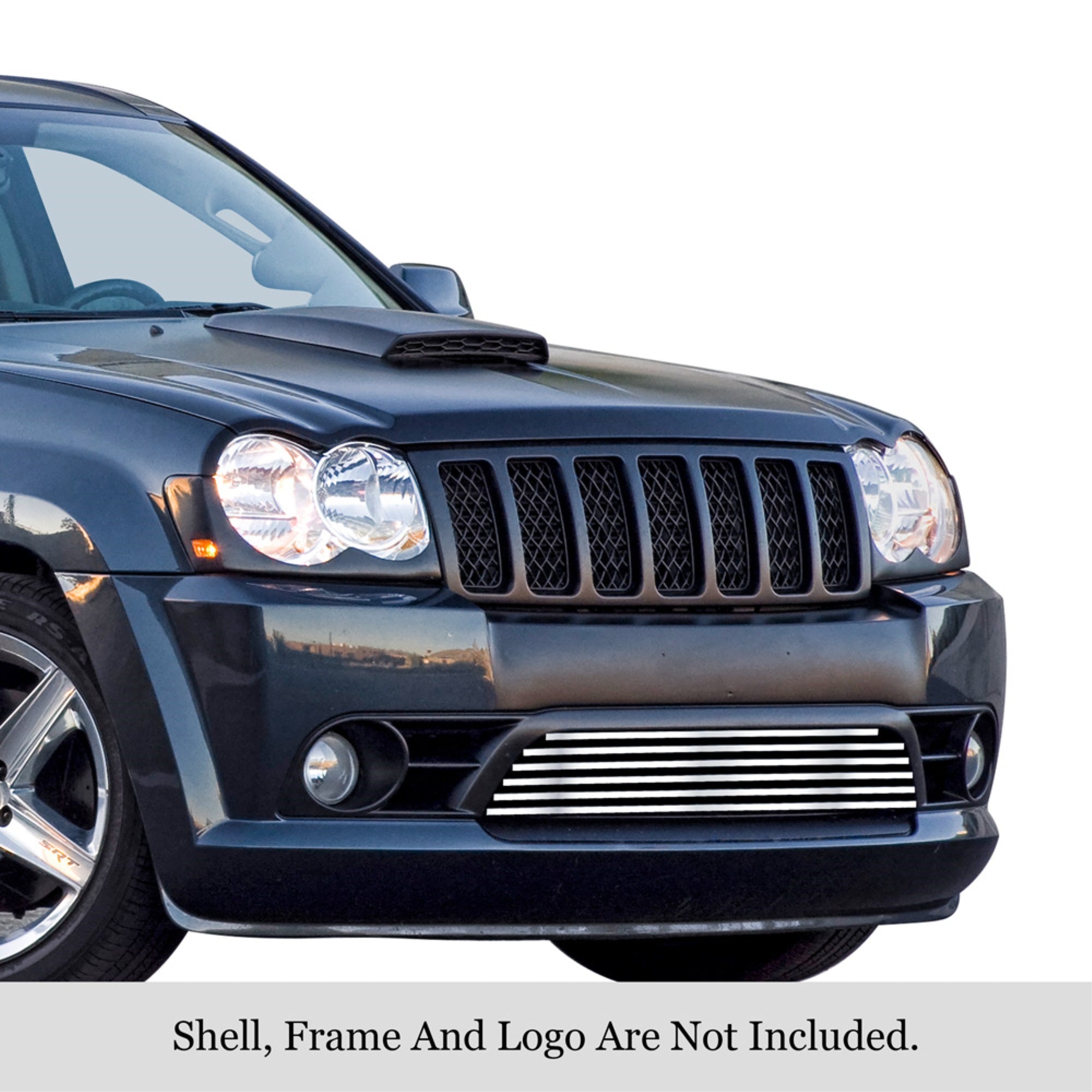 2009-2010 Jeep Grand Cherokee Srt8 304 Stainless Steel Polished Finish 8X6 Horizontal Billet Stainless Steel Billet Grille