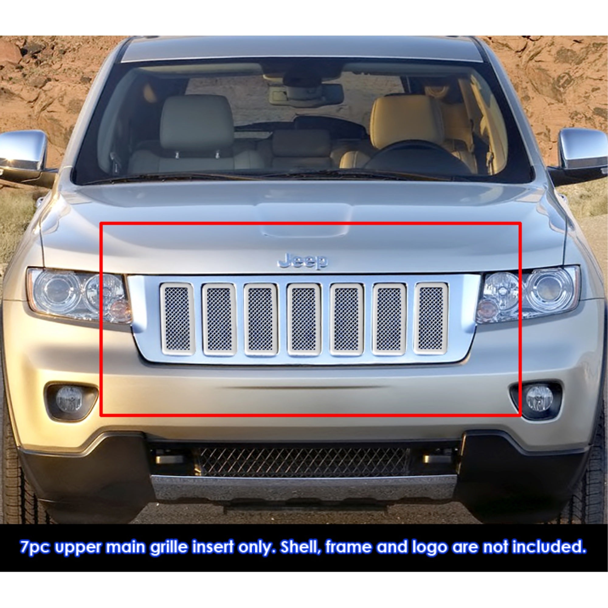 2011-2013 Jeep Grand Cherokee Not For Srt8 Stainless Steel Polished Finish 1.8 Mm Wire Mesh Mesh Grille