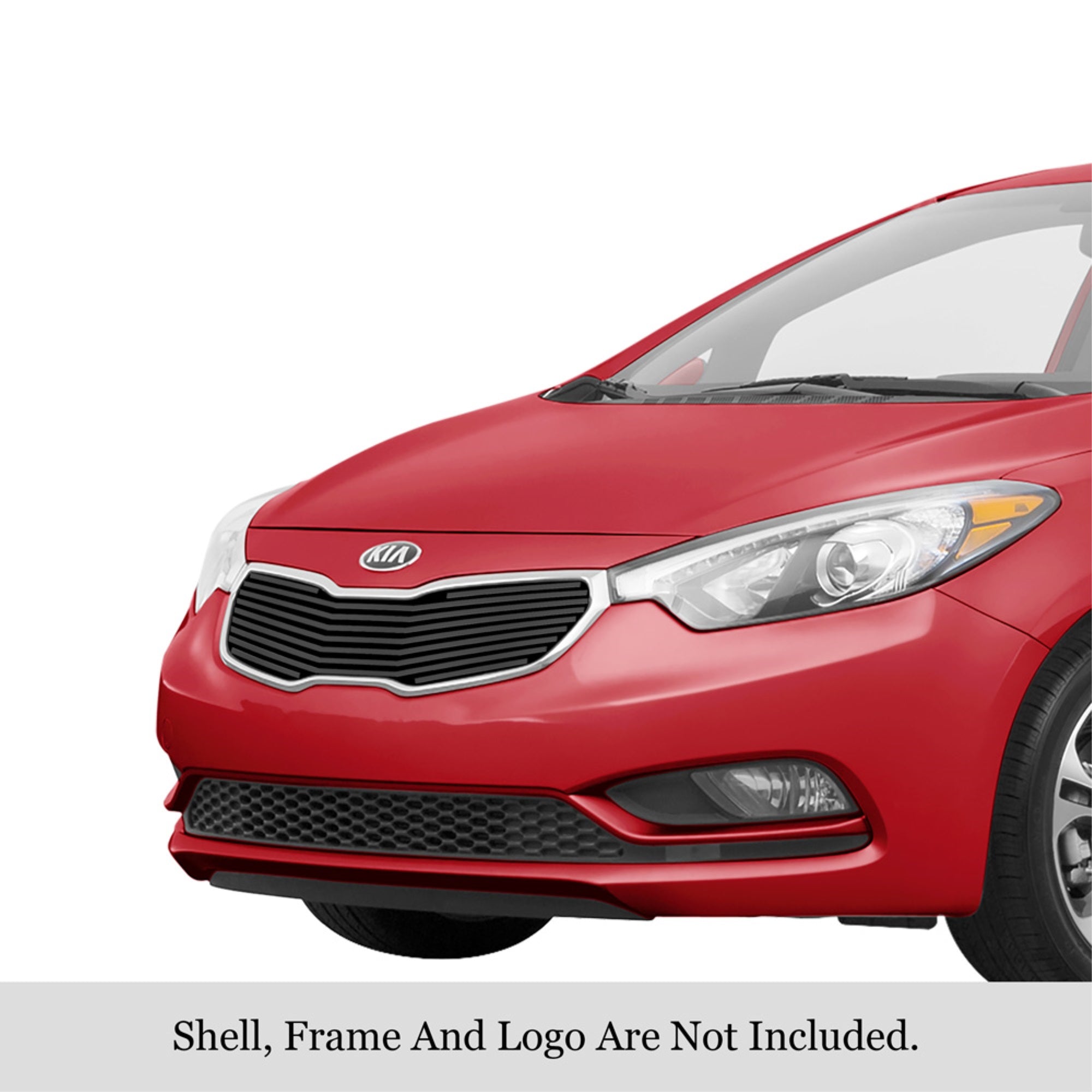 2014-2016 Kia Forte Stainless Steel Black Powder Coated Finish 8X6 Horizontal Billet Black Stainless Steel Billet Grille