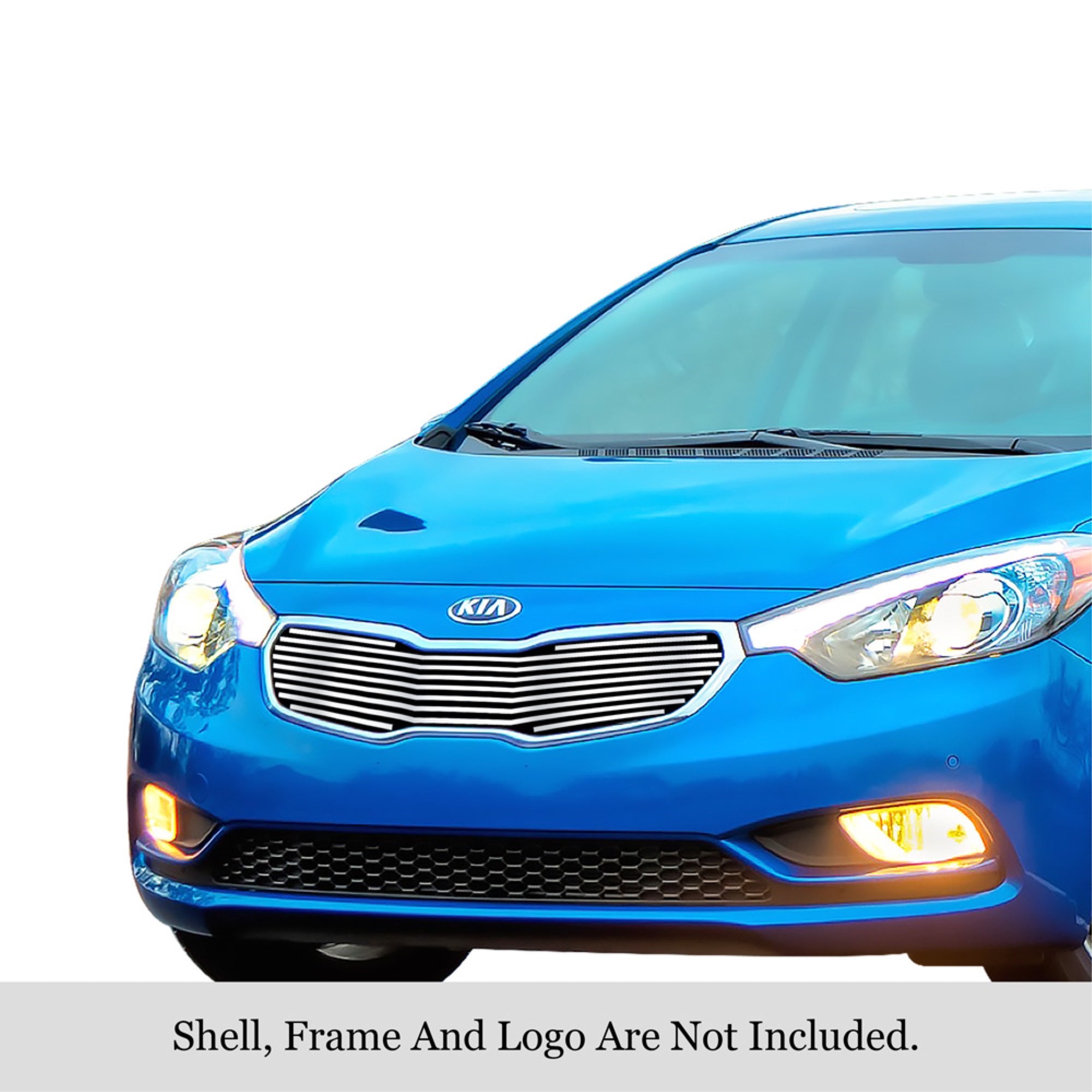 2014-2016 Kia Forte Stainless Steel Polished Finish 8X6 Horizontal Billet Stainless Steel Billet Grille