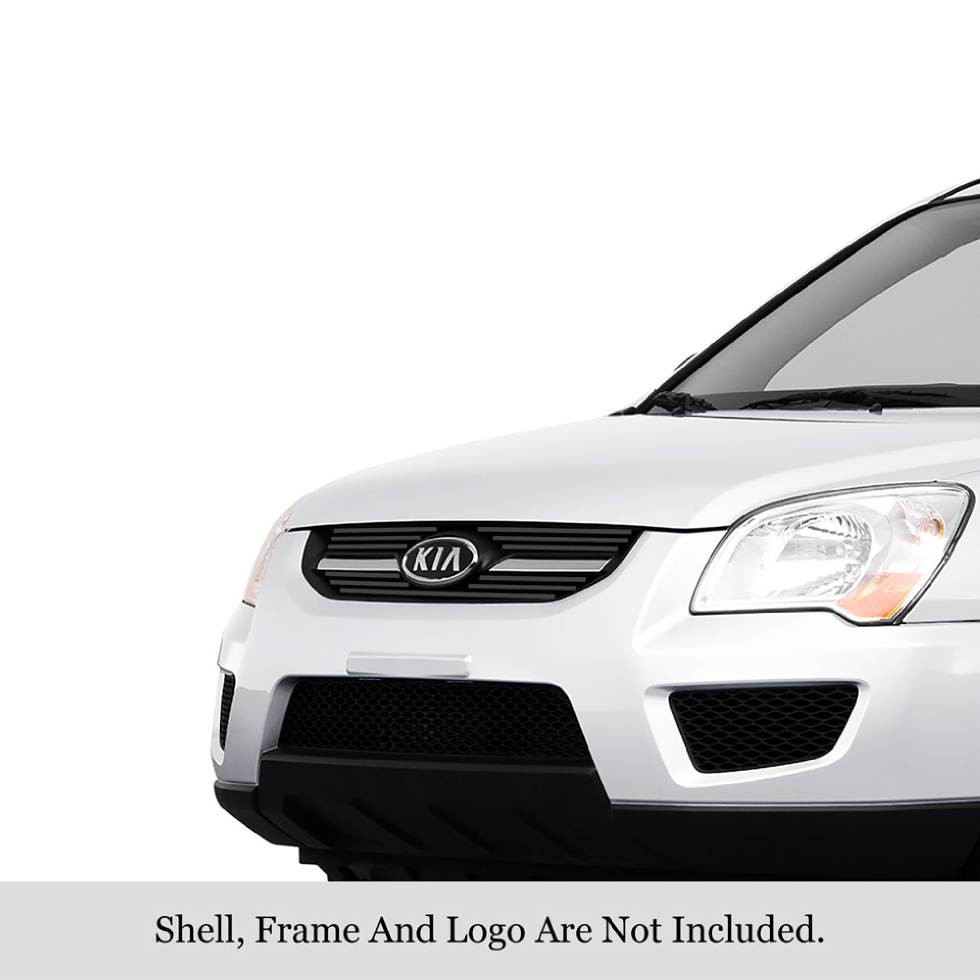 2009-2010 Kia Sportage Stainless Steel Black Powder Coated Finish 8X6 Horizontal Billet Black Stainless Steel Billet Grille