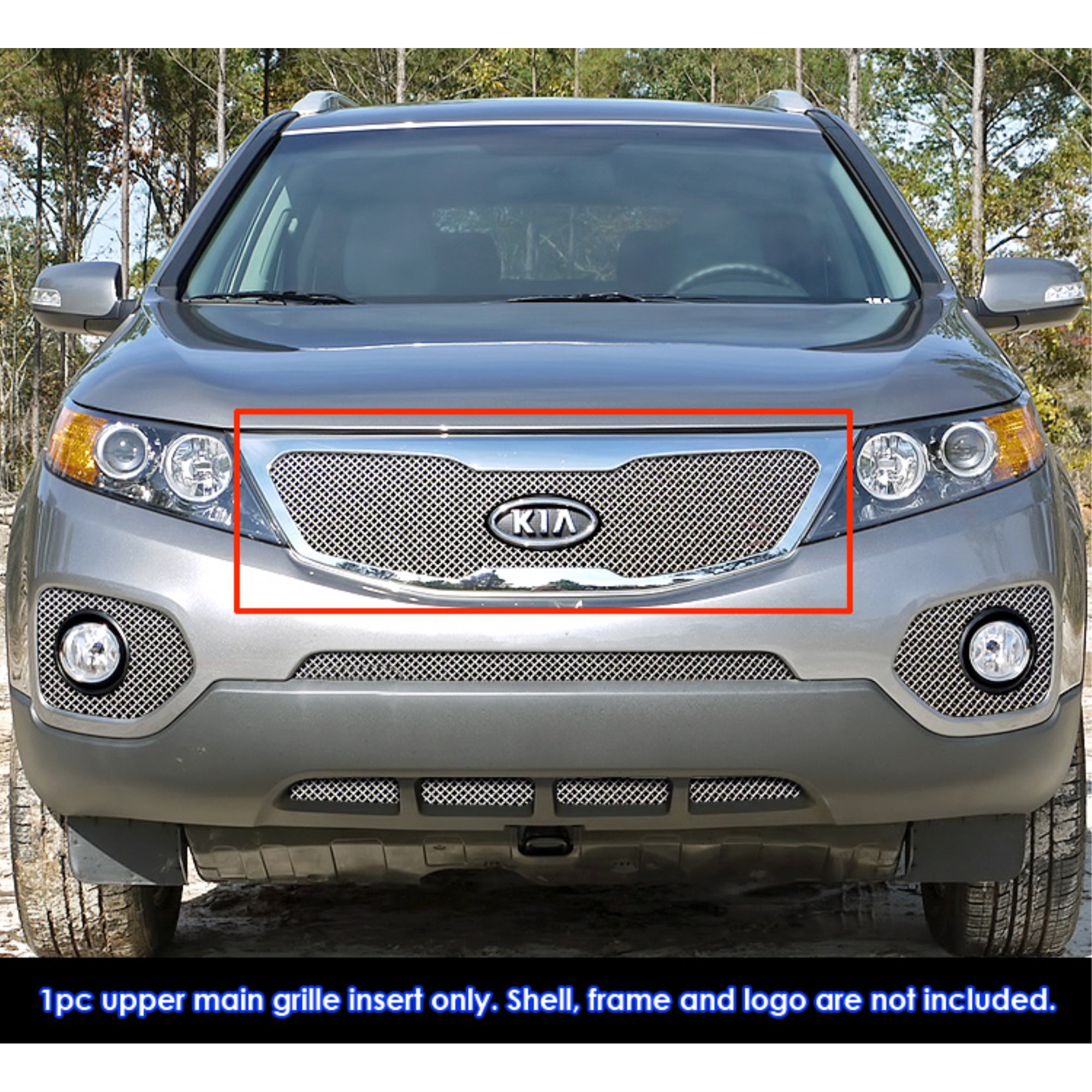 2011-2013 Kia Sorento With Logo Show Not For Sx Model Stainless Steel Polished Finish 1.8 Mm Wire Mesh Mesh Grille