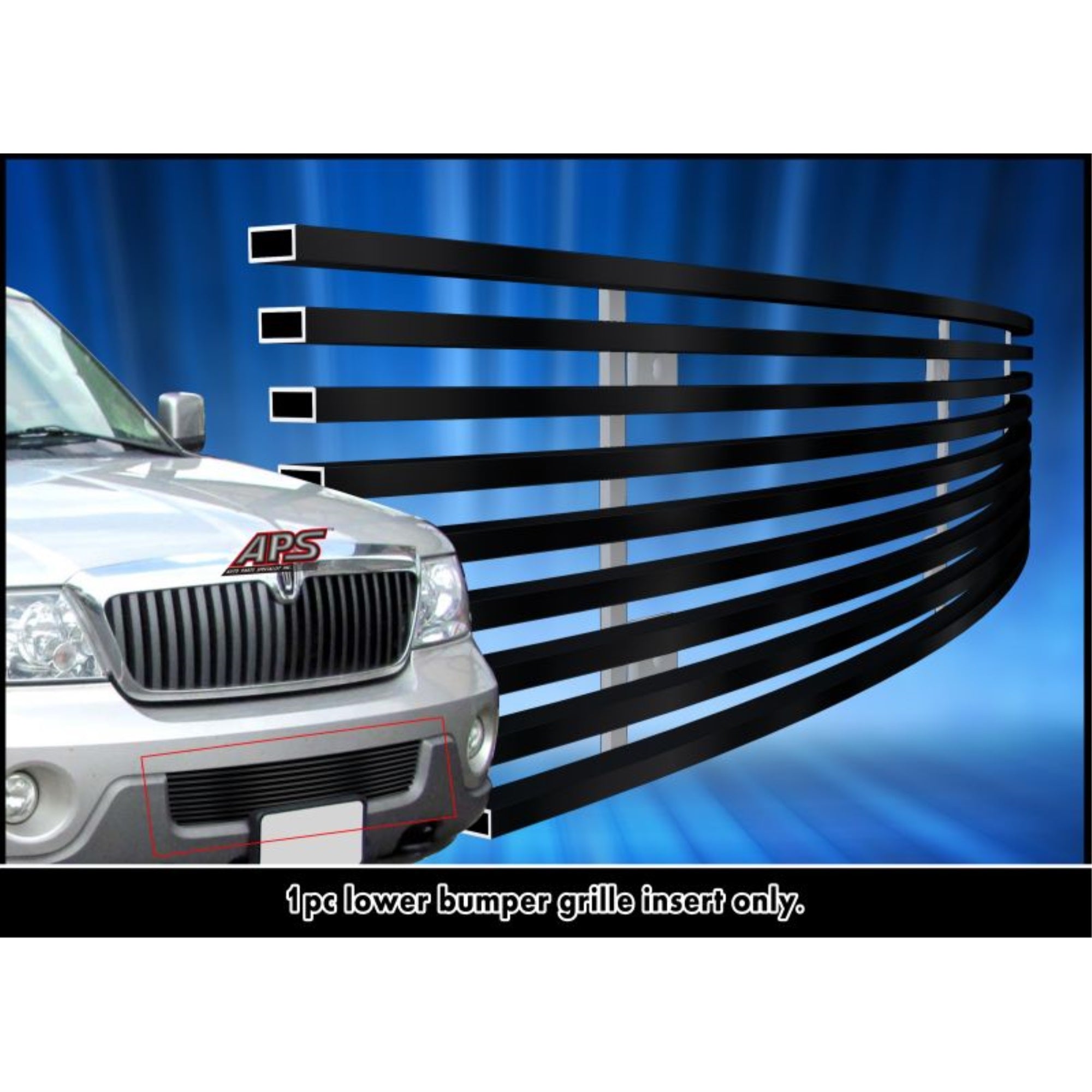 2003-2004 Lincoln Navigator Stainless Steel Black Powder Coated Finish Horizontal Billet Black Stainless Steel Billet Grille