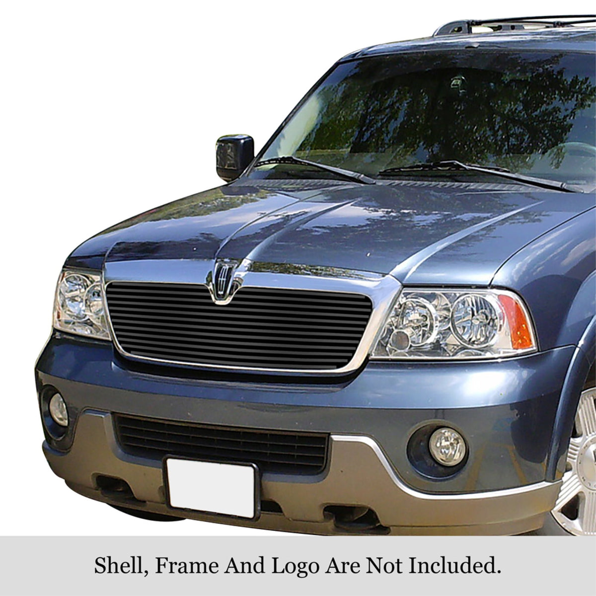 2003-2004 Lincoln Navigator Stainless Steel Black Powder Coated Finish 8X6 Horizontal Billet Black Stainless Steel Billet Grille