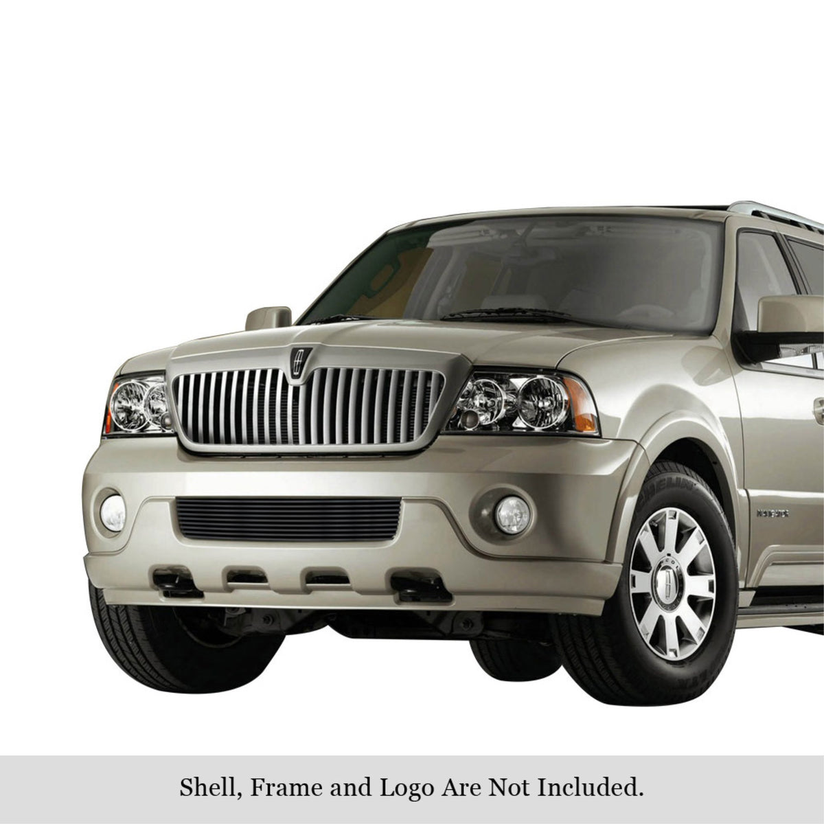 2003-2004 Lincoln Navigator Stainless Steel Black Powder Coated Finish Horizontal Billet Black Stainless Steel Billet Grille