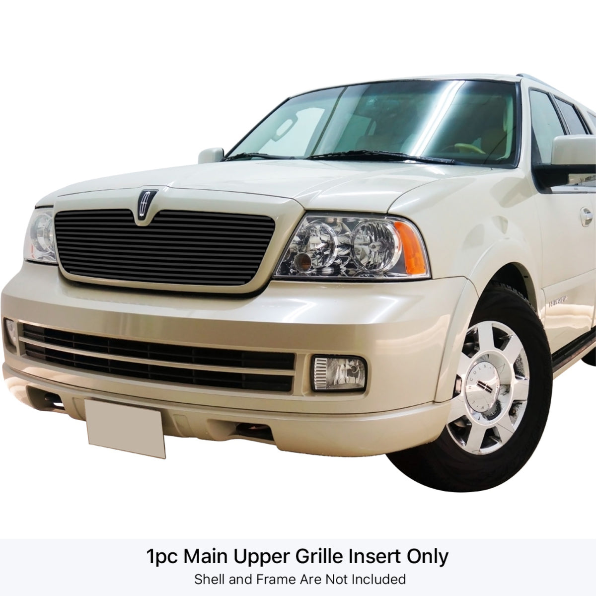 2003-2006 Lincoln Navigator Stainless Steel Black Powder Coated Finish Horizontal Billet Black Stainless Steel Billet Grille