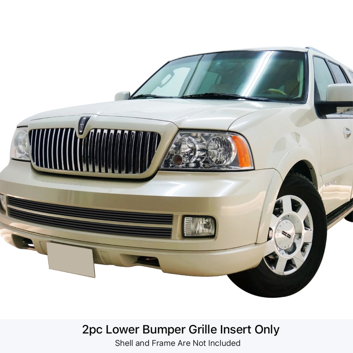 2005-2006 Lincoln Navigator Stainless Steel Black Powder Coated Finish Horizontal Billet Black Stainless Steel Billet Grille