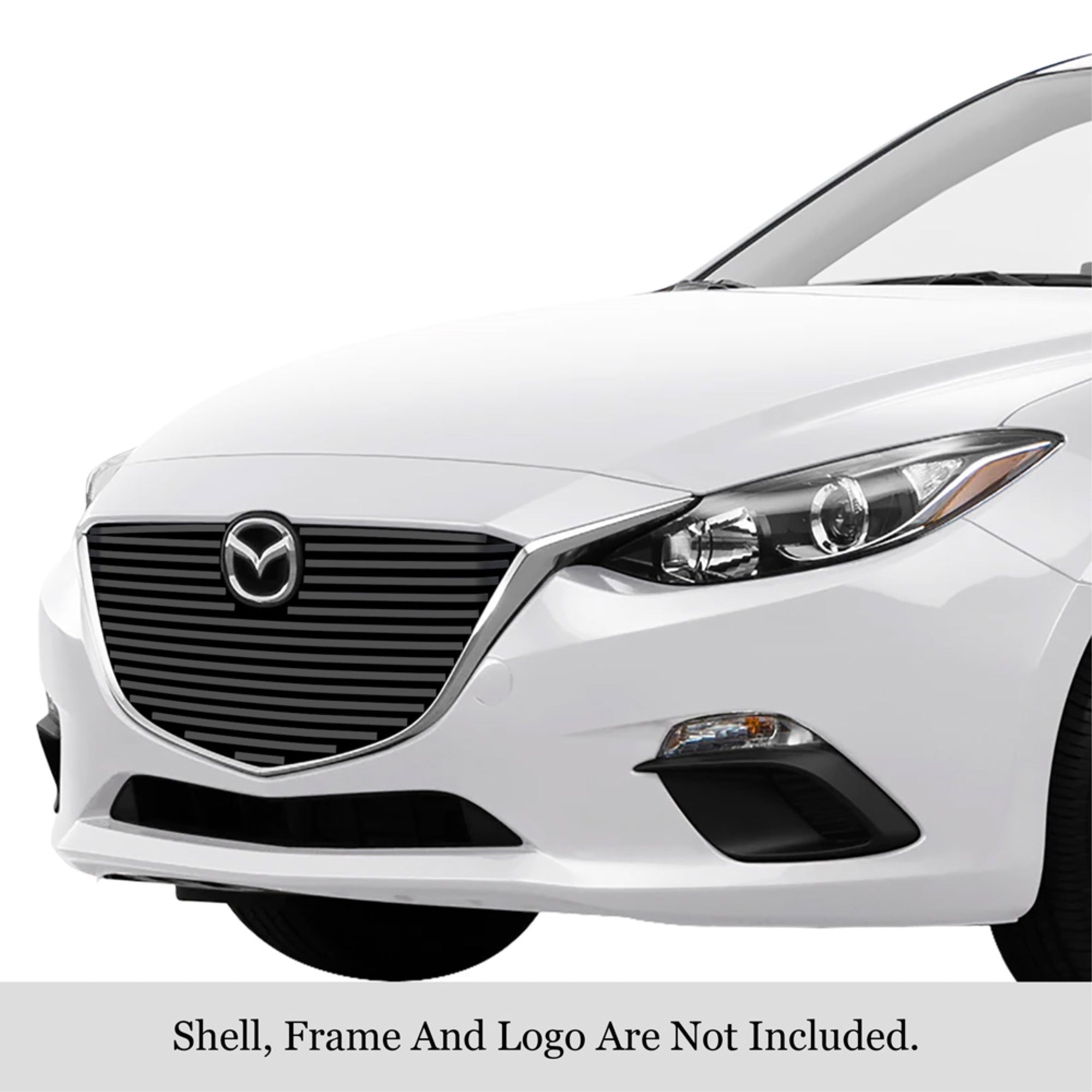 2014-2016 Mazda Mazda 3 Stainless Steel Black Powder Coated Finish 8X6 Horizontal Billet Black Stainless Steel Billet Grille