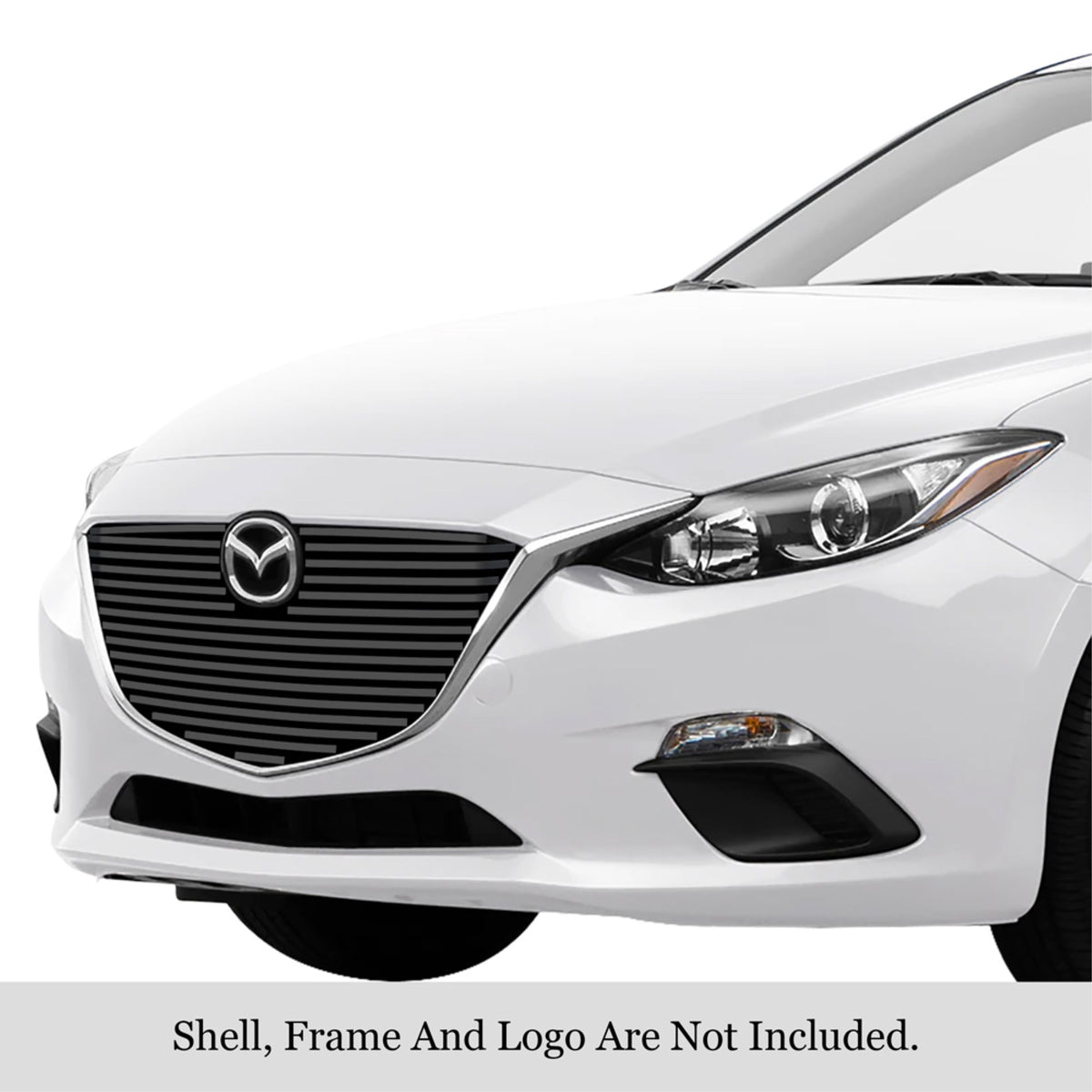 2014-2016 Mazda Mazda 3 Stainless Steel Black Powder Coated Finish 8X6 Horizontal Billet Black Stainless Steel Billet Grille