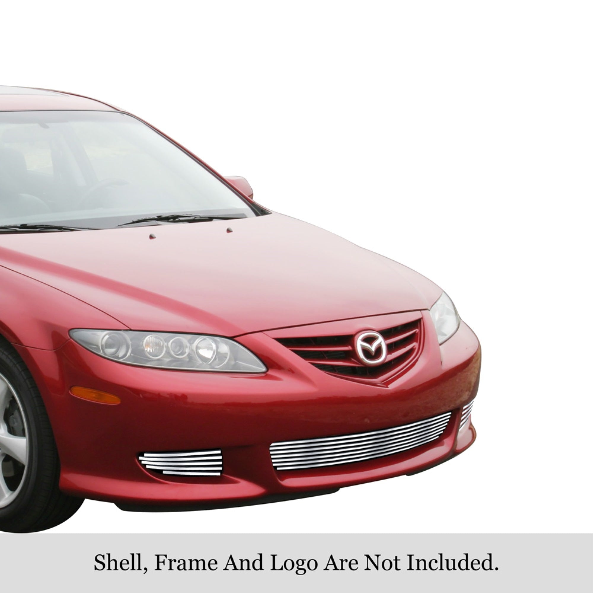 2003-2005 Mazda 6 Only For S Wagon/S Sport Wagon/I Sport Sedan 304 Stainless Steel Polished Finish 8X6 Horizontal Billet Stainless Steel Billet Grille