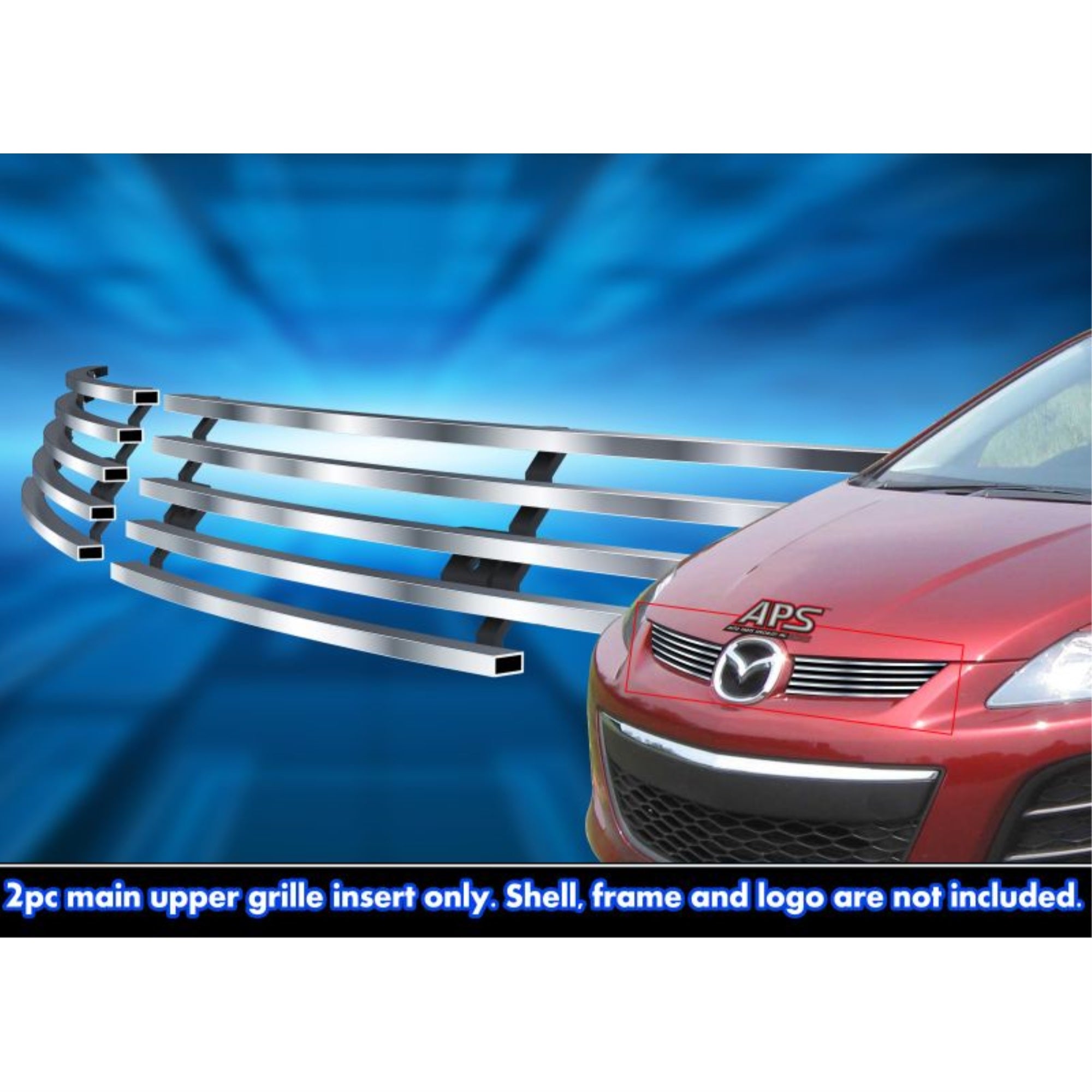 2010-2012 Mazda Cx-7 Stainless Steel Silver Hairline Finish Finish Horizontal Billet Stainless Steel Billet Grille