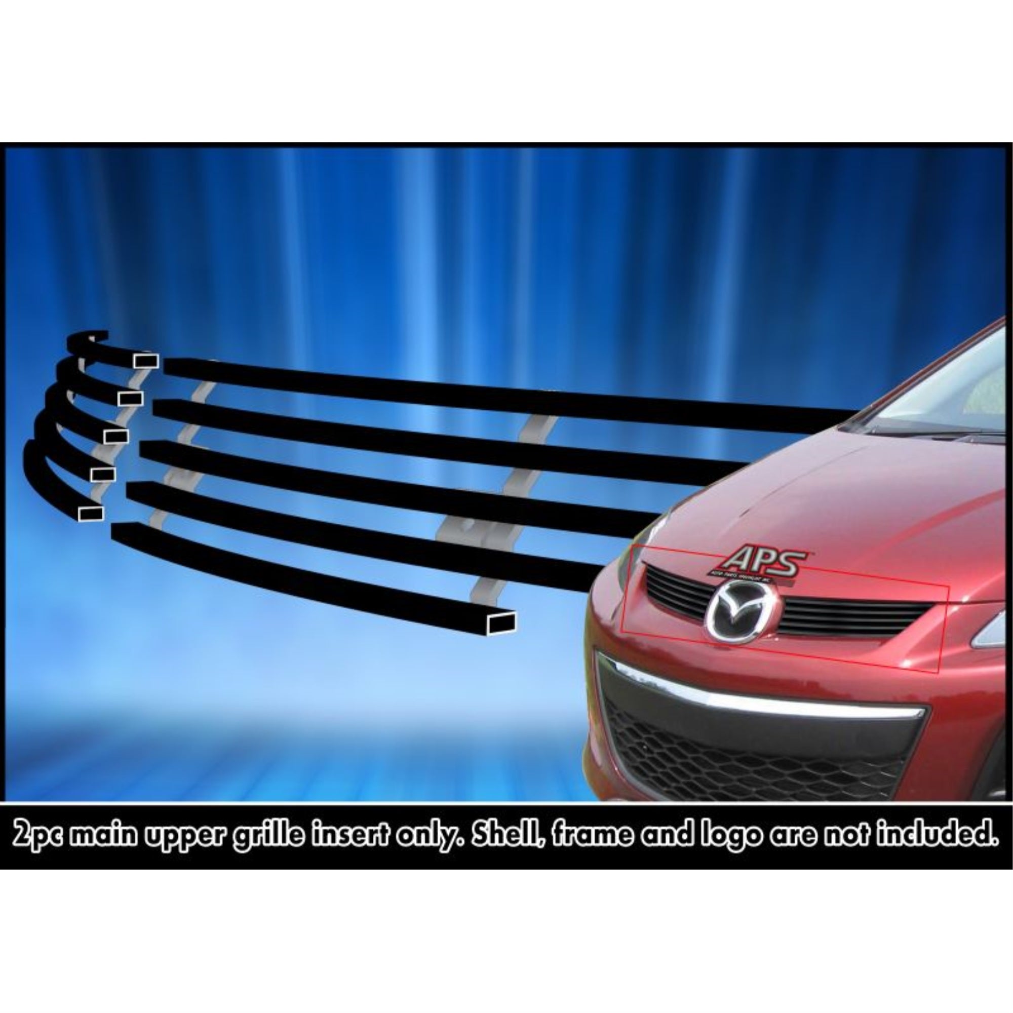 2010-2012 Mazda Cx-7 Stainless Steel Black Powder Coated Finish Horizontal Billet Black Stainless Steel Billet Grille