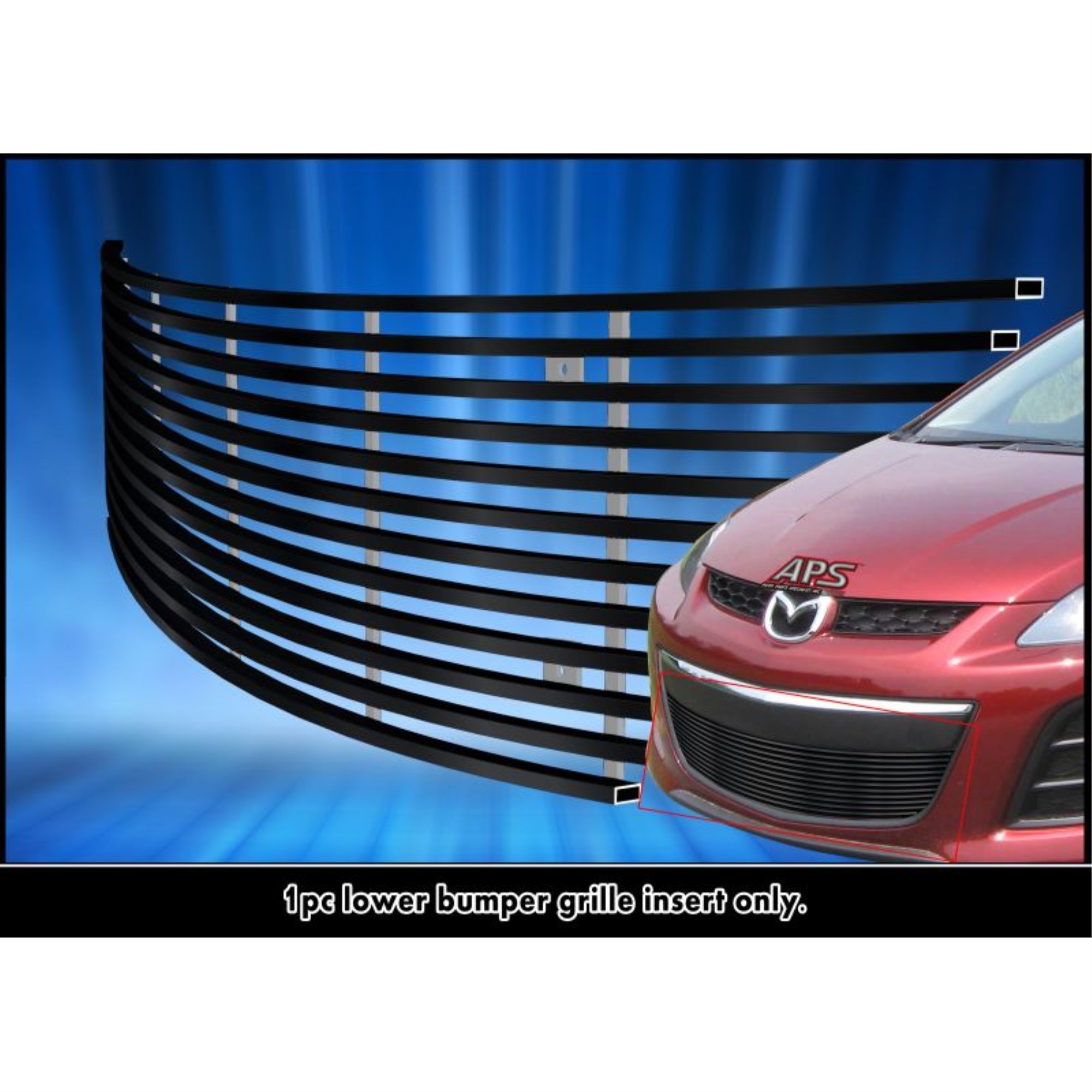 2010-2012 Mazda Cx-7 Stainless Steel Black Powder Coated Finish Horizontal Billet Black Stainless Steel Billet Grille