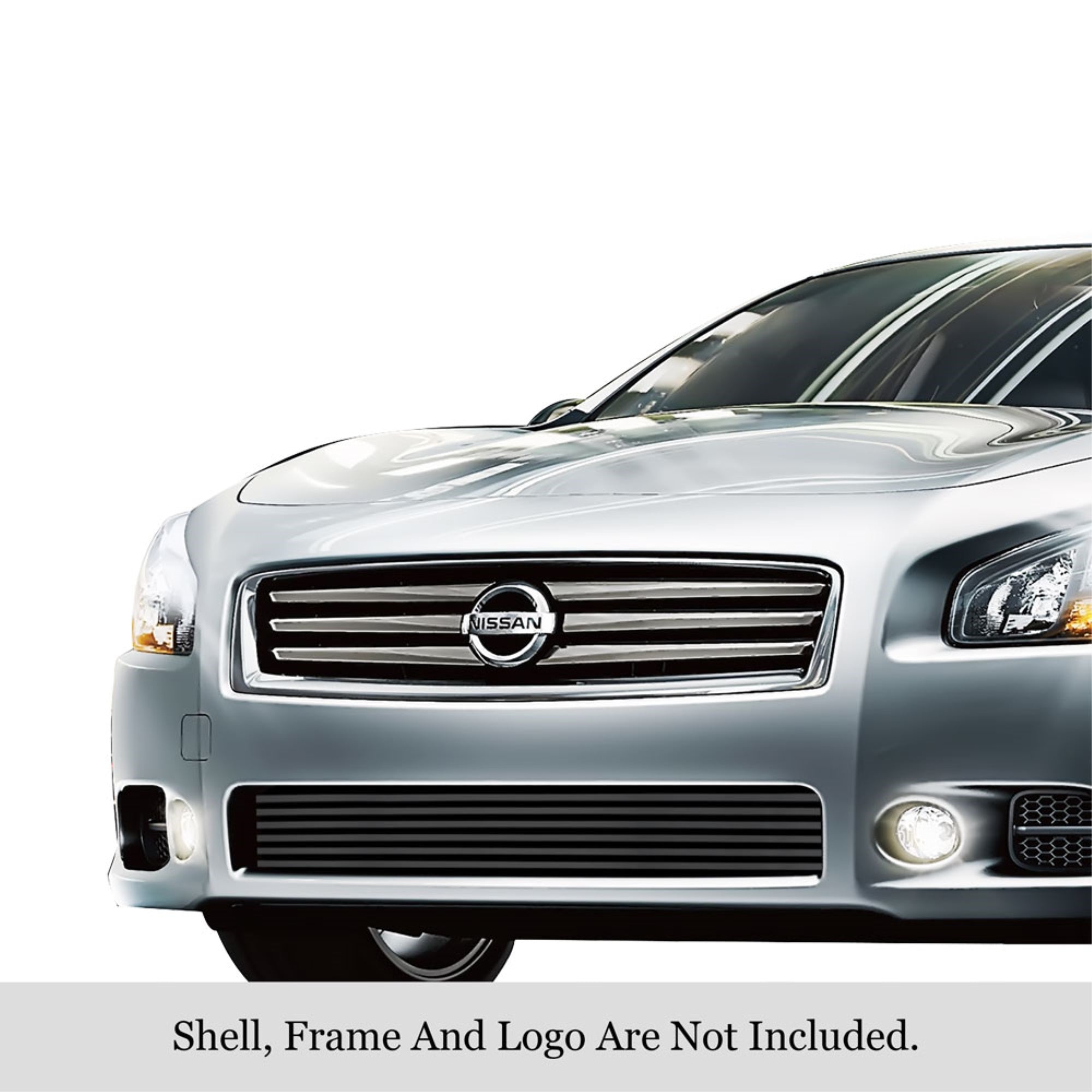 2009-2014 Nissan Maxima Stainless Steel Black Powder Coated Finish Horizontal Billet Black Stainless Steel Billet Grille