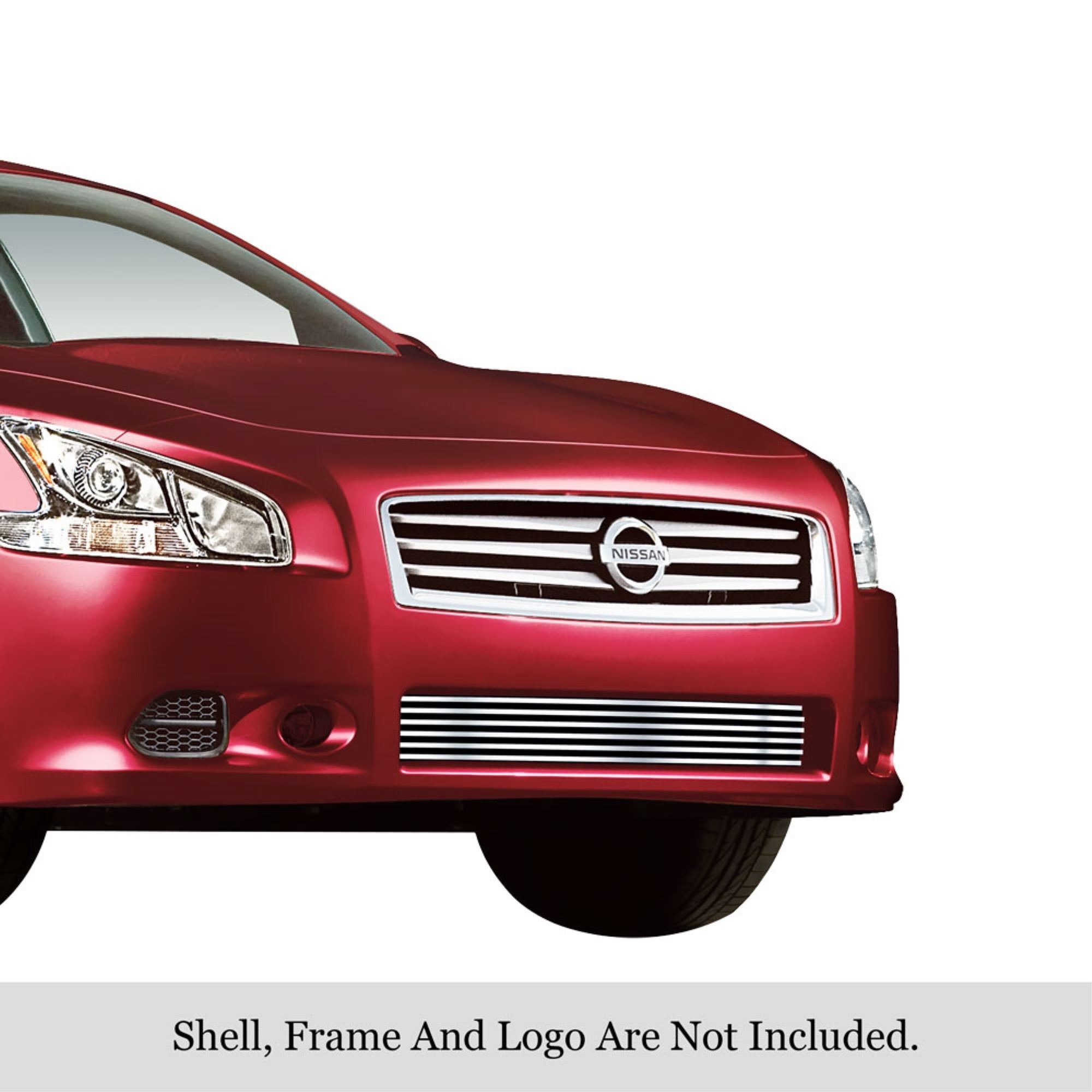 2009-2014 Nissan Maxima 304 Stainless Steel Polished Finish 8X6 Horizontal Billet Stainless Steel Billet Grille