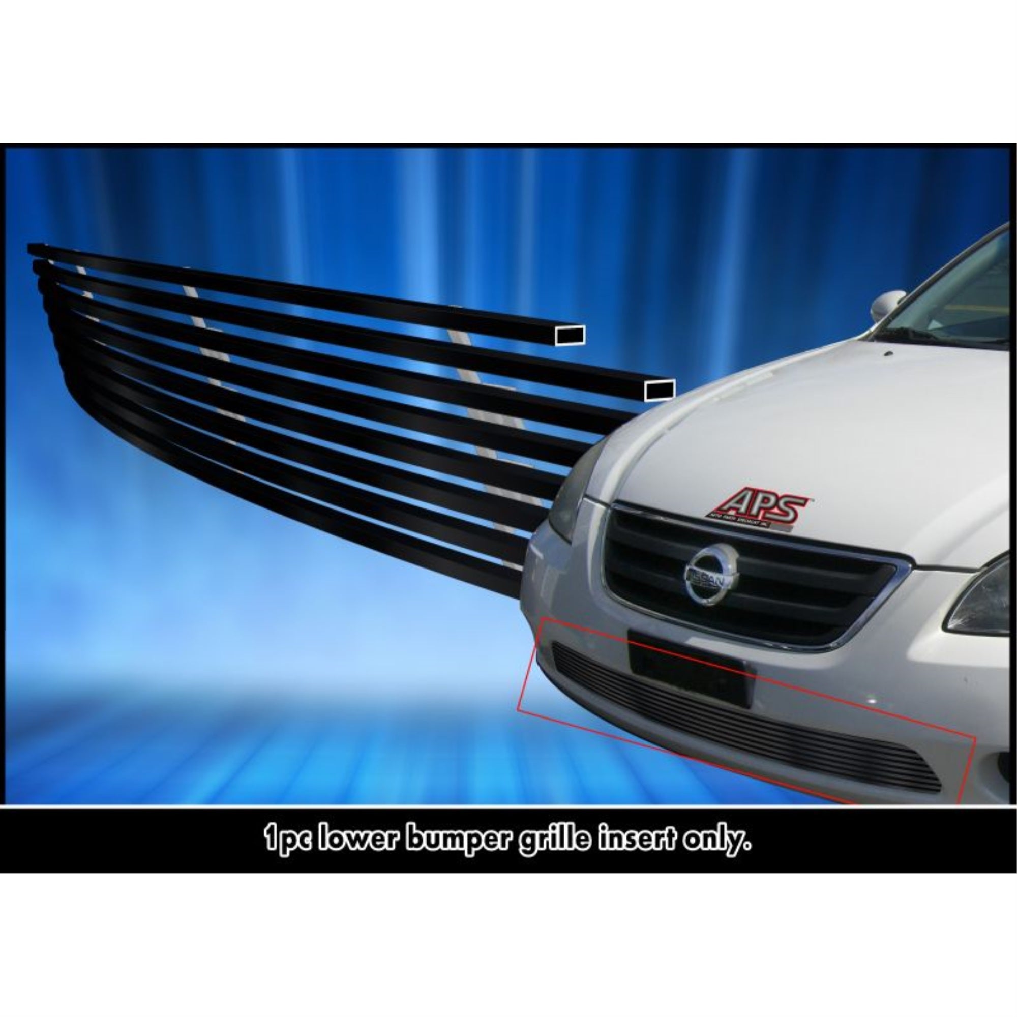 2002-2004 Nissan Altima Stainless Steel Black Powder Coated Finish Horizontal Billet Black Stainless Steel Billet Grille