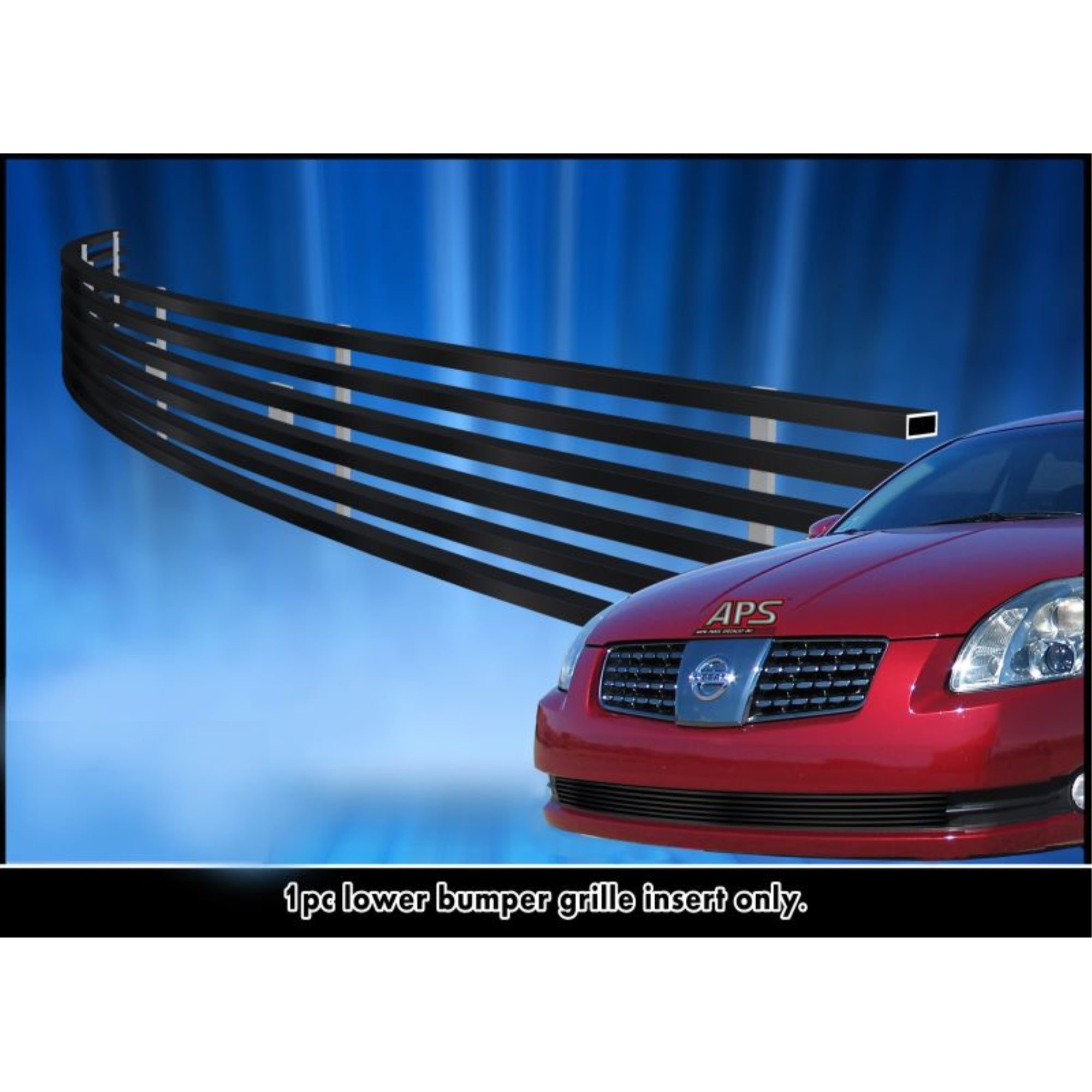 2005-2006 Nissan Maxima Stainless Steel Black Powder Coated Finish Horizontal Billet Black Stainless Steel Billet Grille