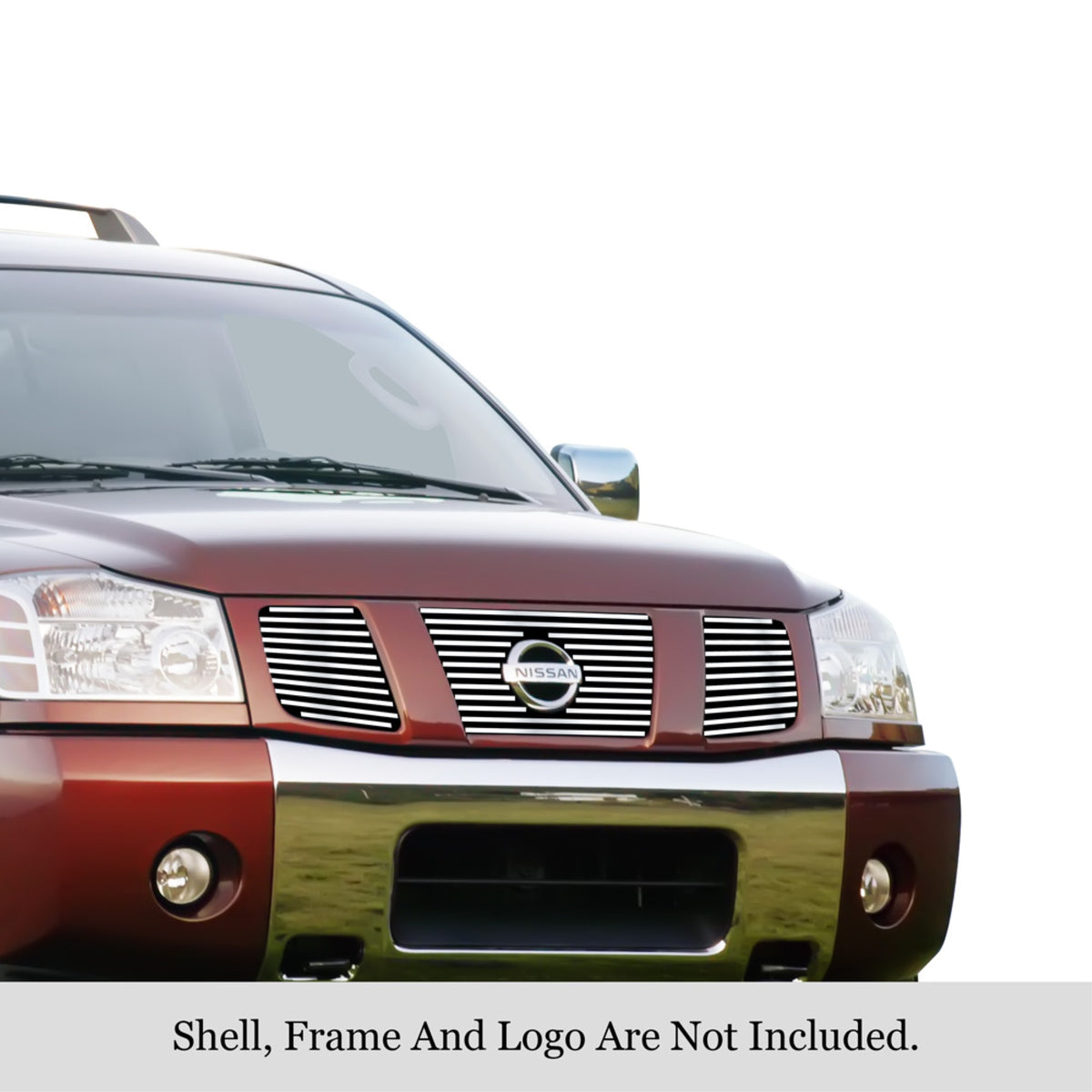2004-2007 Nissan Armada With Logo Show/2004-2006 Nissan Titan With Logo Show/2007-2007 Nissan Titan Classic Model, With Logo Show 304 Stainless Steel Polished Finish 8X6 Horizontal Billet Stainless Steel Billet Grille