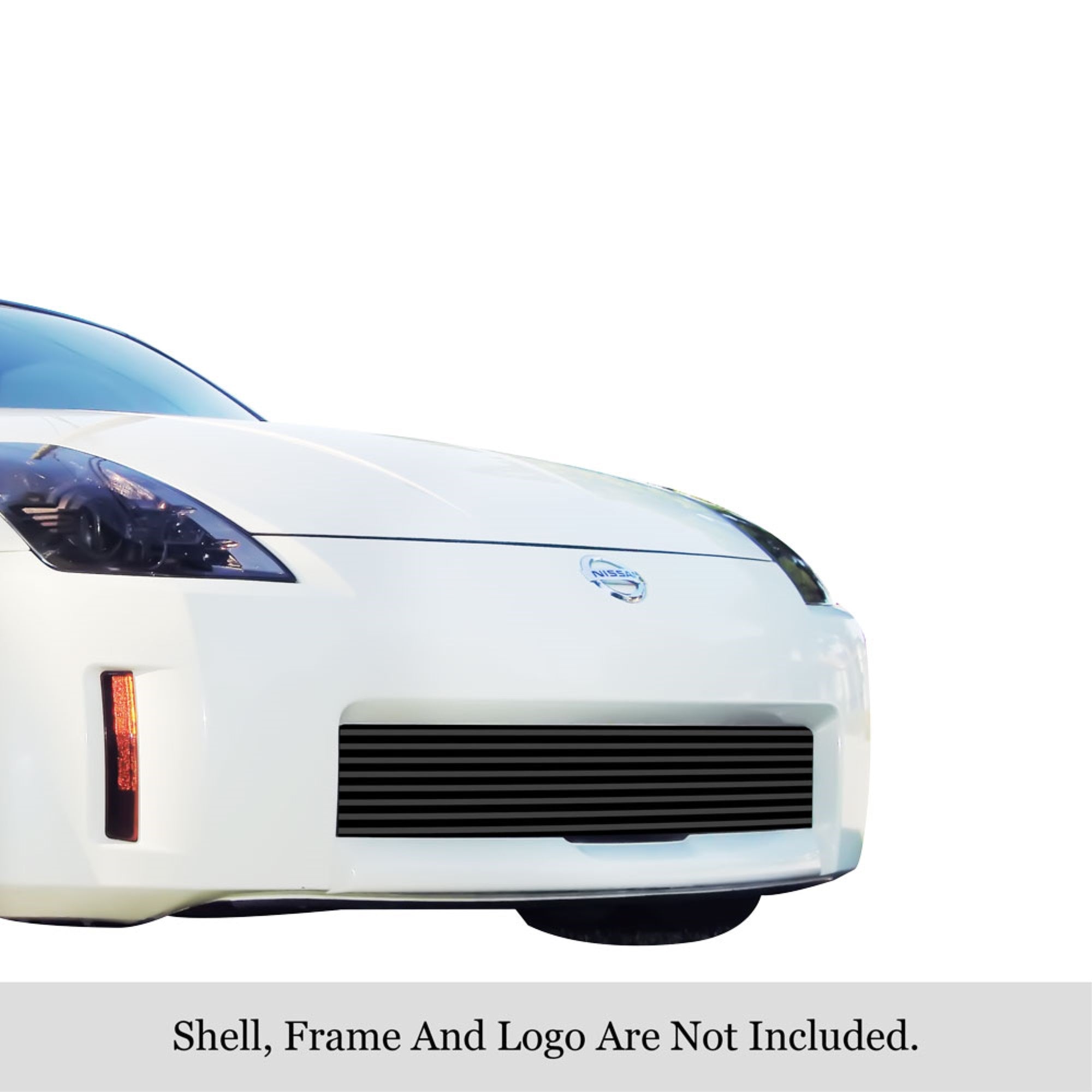 2003-2005 Nissan 350Z Stainless Steel Black Powder Coated Finish 8X6 Horizontal Billet Black Stainless Steel Billet Grille
