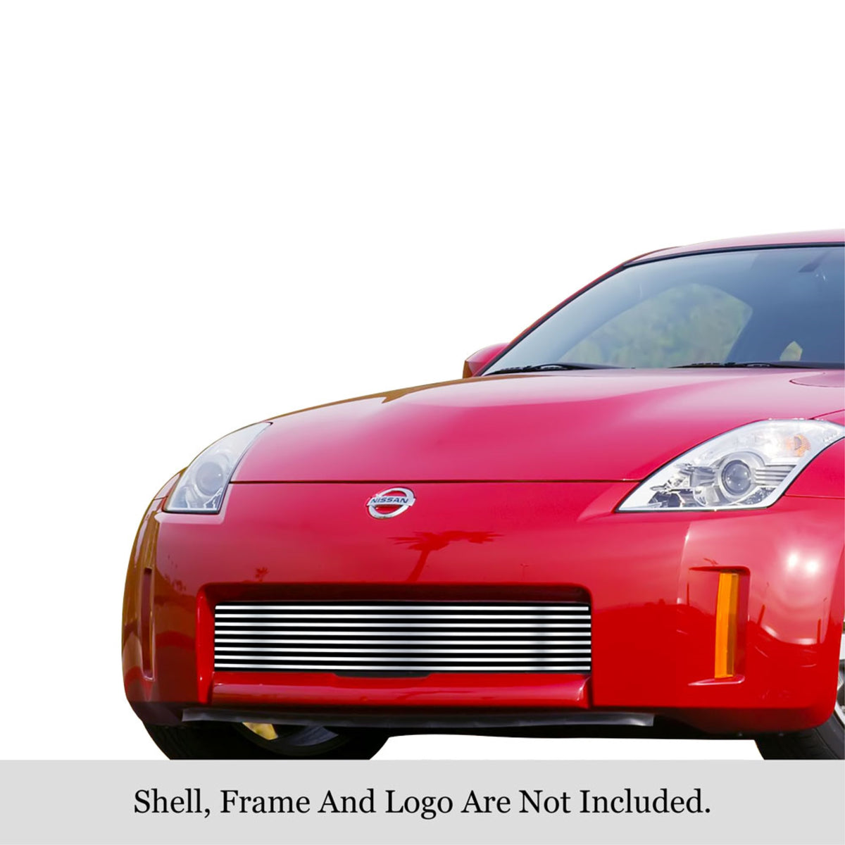 2003-2005 Nissan 350Z 304 Stainless Steel Polished Finish 8X6 Horizontal Billet Stainless Steel Billet Grille