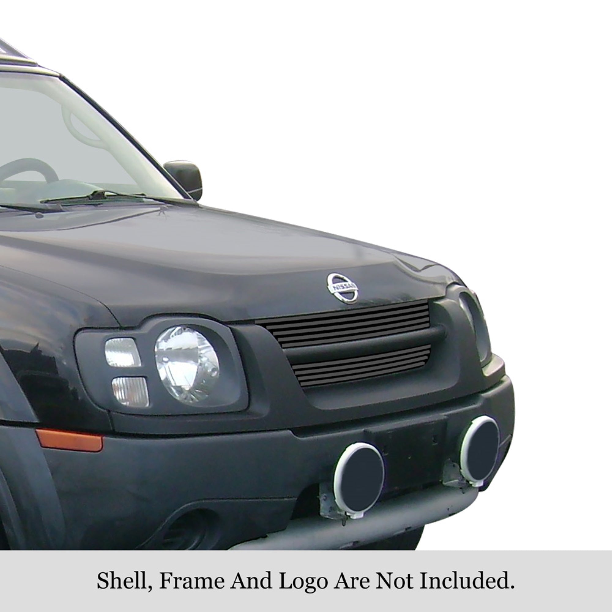 2002-2004 Nissan Xterra Stainless Steel Black Powder Coated Finish 8X6 Horizontal Billet Black Stainless Steel Billet Grille