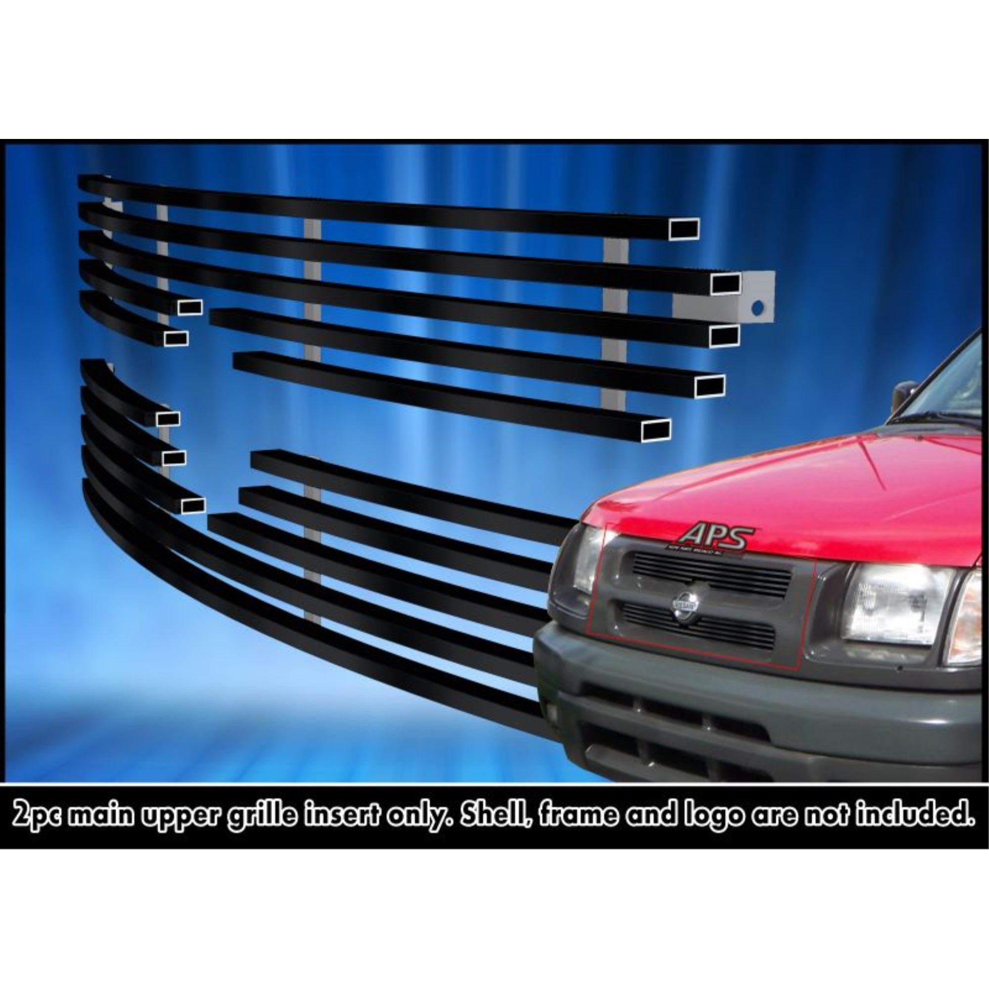 2000-2001 Nissan Xterra Stainless Steel Black Powder Coated Finish Horizontal Billet Black Stainless Steel Billet Grille