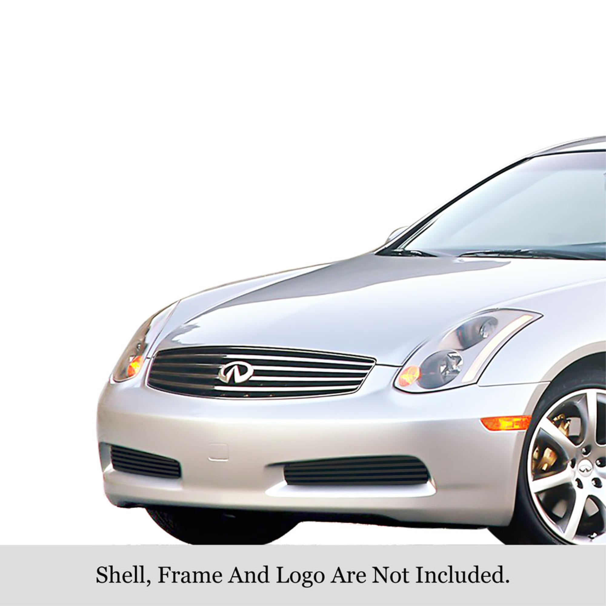 2003-2005 Infiniti G35 Coupe Stainless Steel Black Powder Coated Finish 8X6 Horizontal Billet Black Stainless Steel Billet Grille