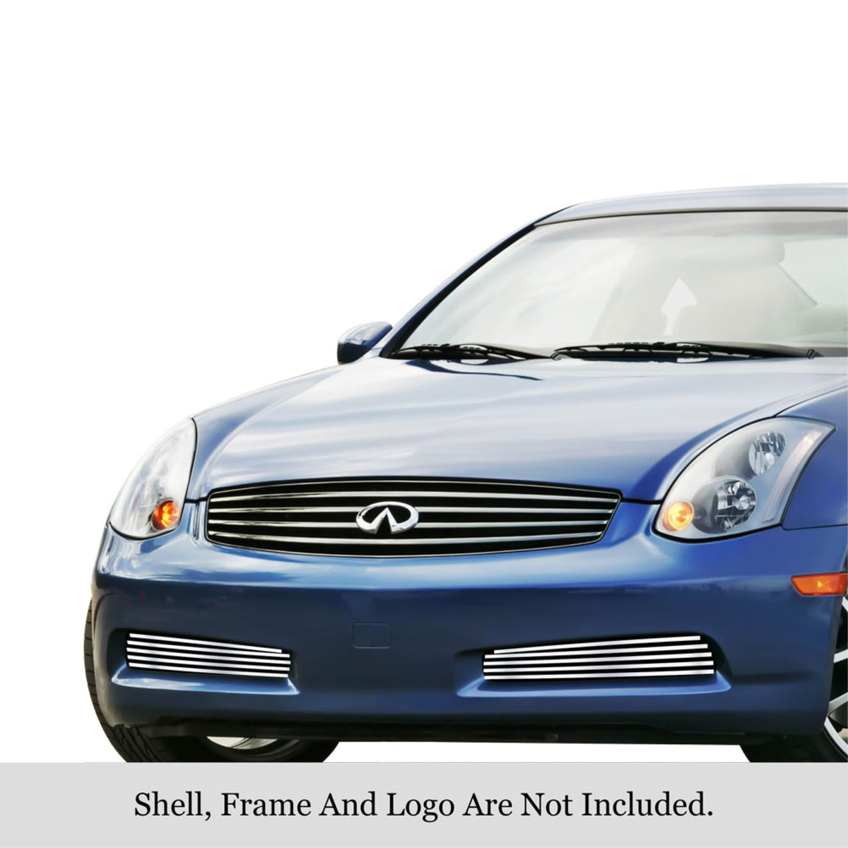 2003-2005 Infiniti G35  Coupe 304 Stainless Steel Polished Finish 8X6 Horizontal Billet Stainless Steel Billet Grille