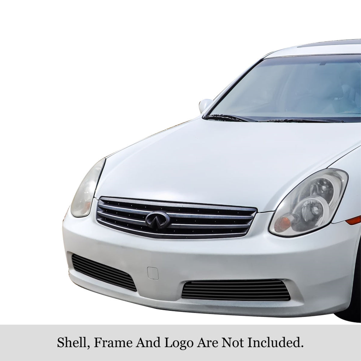 2005-2006 Infiniti G35 Sedan (Incl. G35X) Stainless Steel Black Powder Coated Finish 8X6 Horizontal Billet Black Stainless Steel Billet Grille