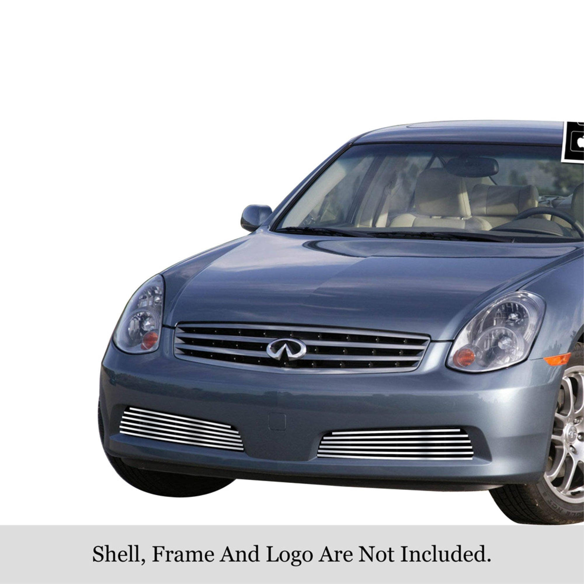 2005-2006 Infiniti G35 Sedan (Incl. G35X) 304 Stainless Steel Polished Finish 8X6 Horizontal Billet Stainless Steel Billet Grille