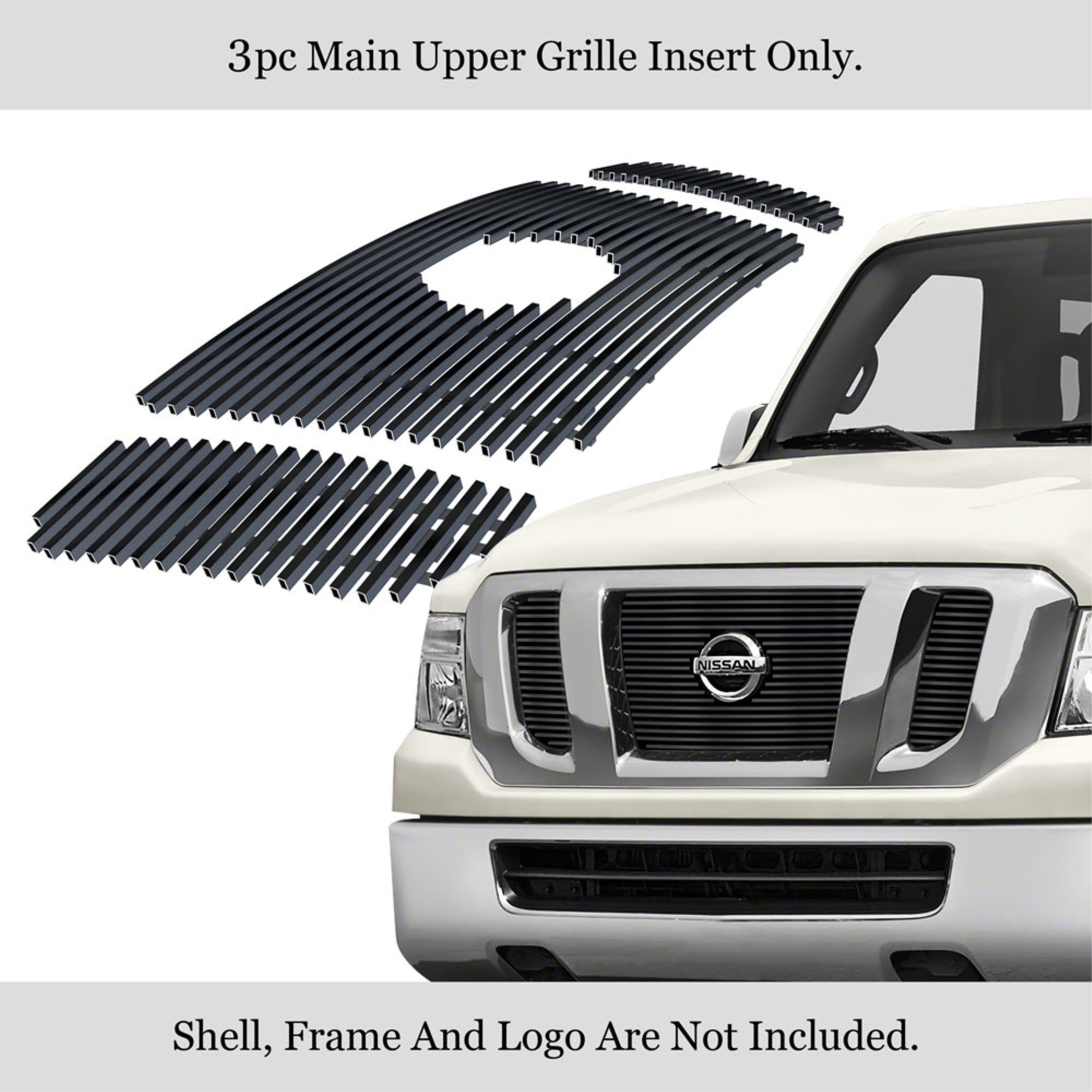 2012-2019 Nissan Nv 2500 /2012-2019 Nissan Nv 3500 Stainless Steel Black Powder Coated Finish Horizontal Billet Black Stainless Steel Billet Grille