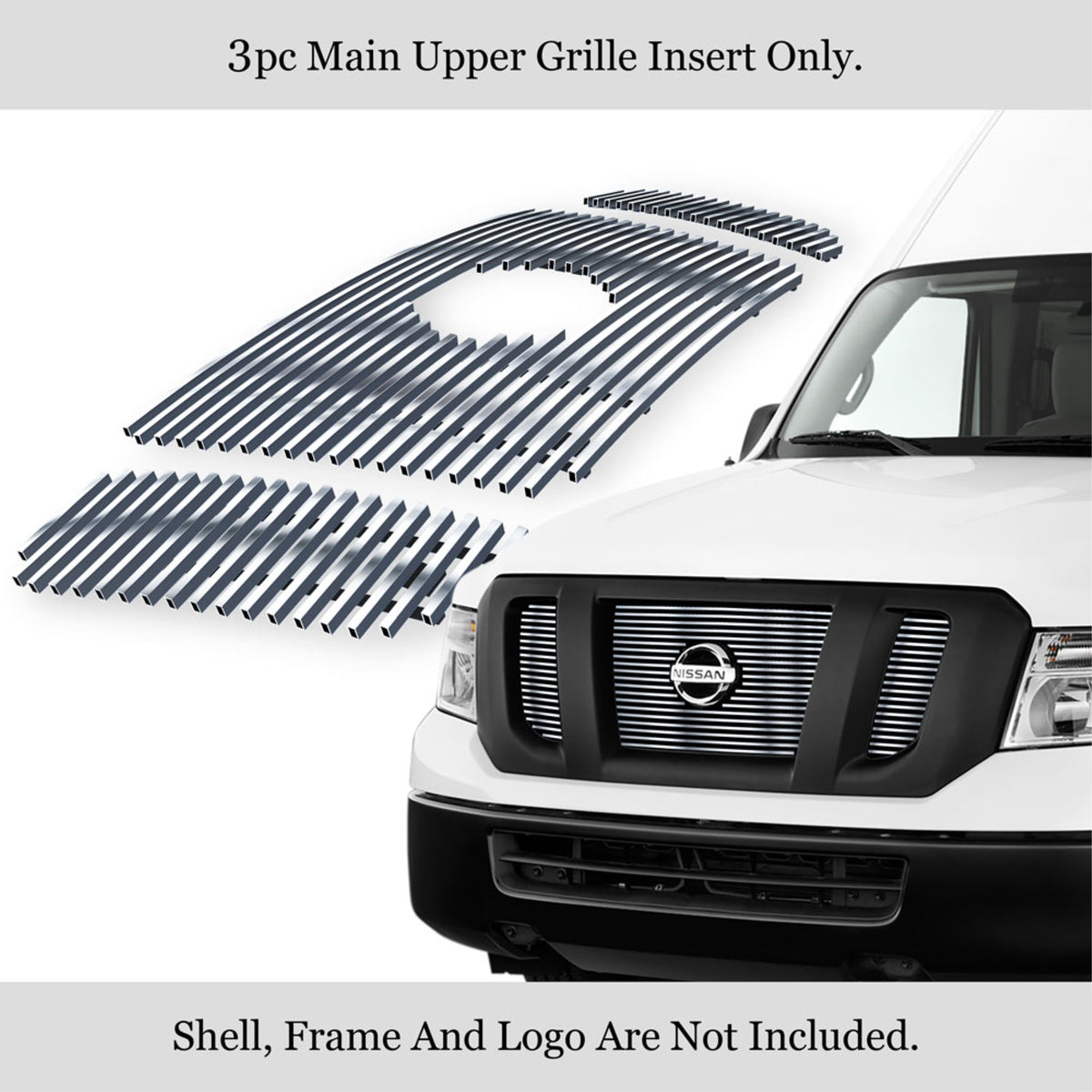 2012-2019 Nissan Nv 2500 /2012-2019 Nissan Nv 3500 304 Stainless Steel Polished Finish 8X6 Horizontal Billet Stainless Steel Billet Grille