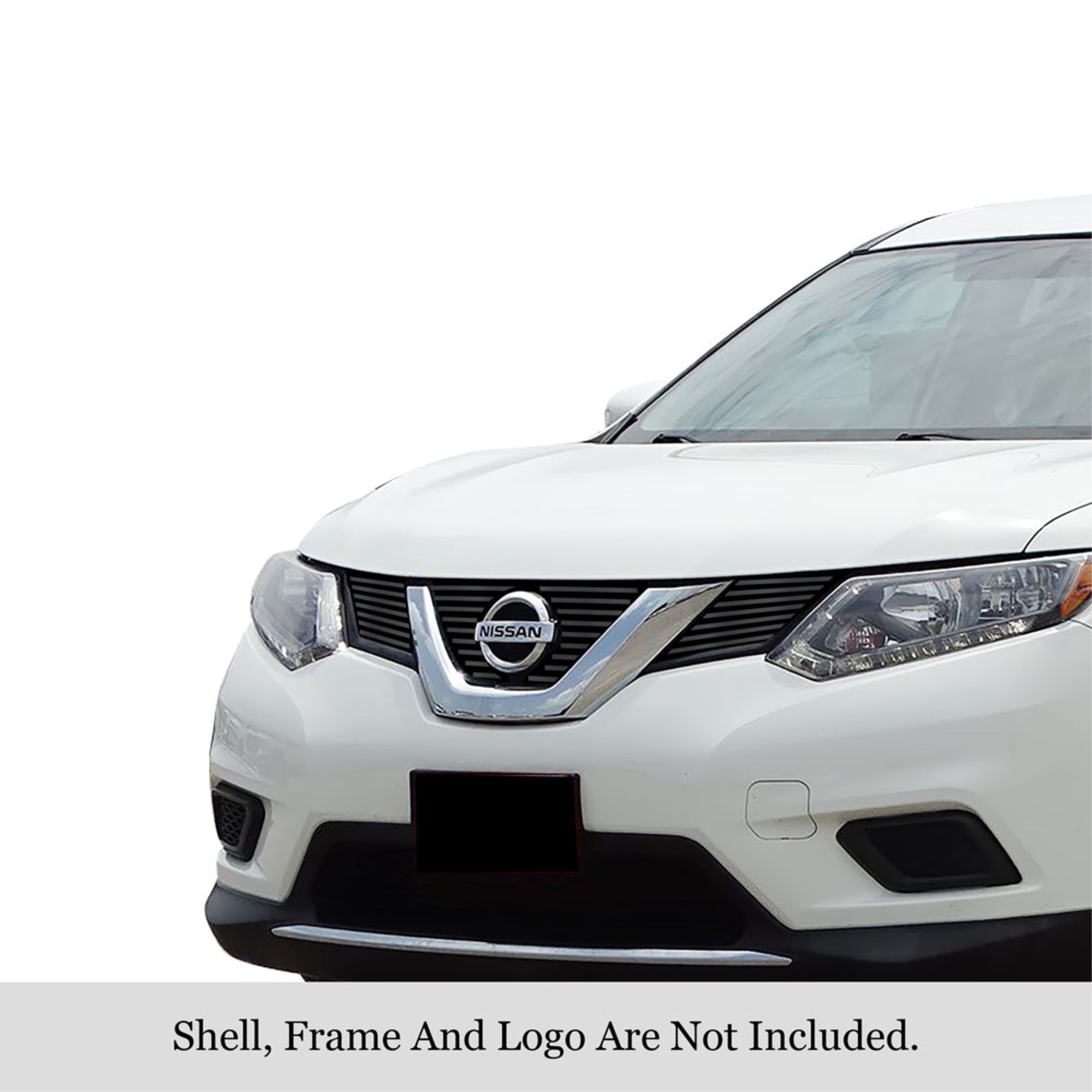2014-2016 Nissan Rouge Stainless Steel Black Powder Coated Finish 8X6 Horizontal Billet Black Stainless Steel Billet Grille