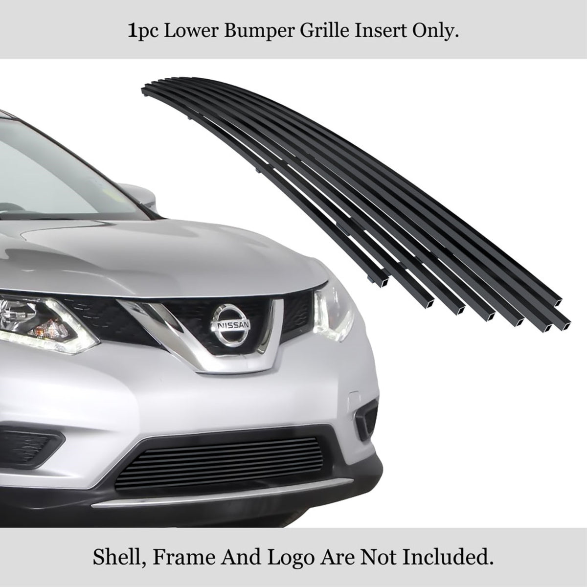 2014-2016 Nissan Rogue Stainless Steel Black Powder Coated Finish Horizontal Billet Black Stainless Steel Billet Grille