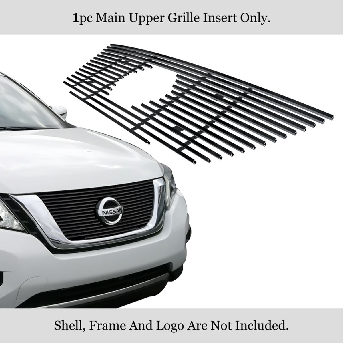 2017-2020 Nissan Pathfinder Stainless Steel Black Powder Coated Finish Horizontal Billet Black Stainless Steel Billet Grille