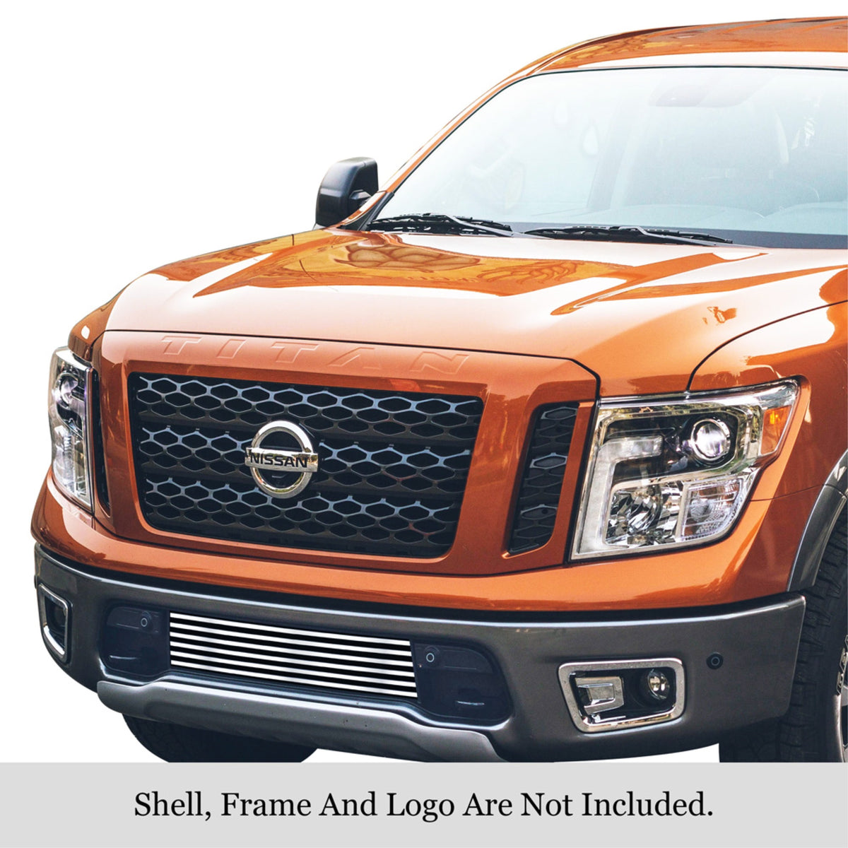 2016-2019 Nissan Titan Not For Models With Tow Hook 304 Stainless Steel Polished Finish 8X6 Horizontal Billet Stainless Steel Billet Grille