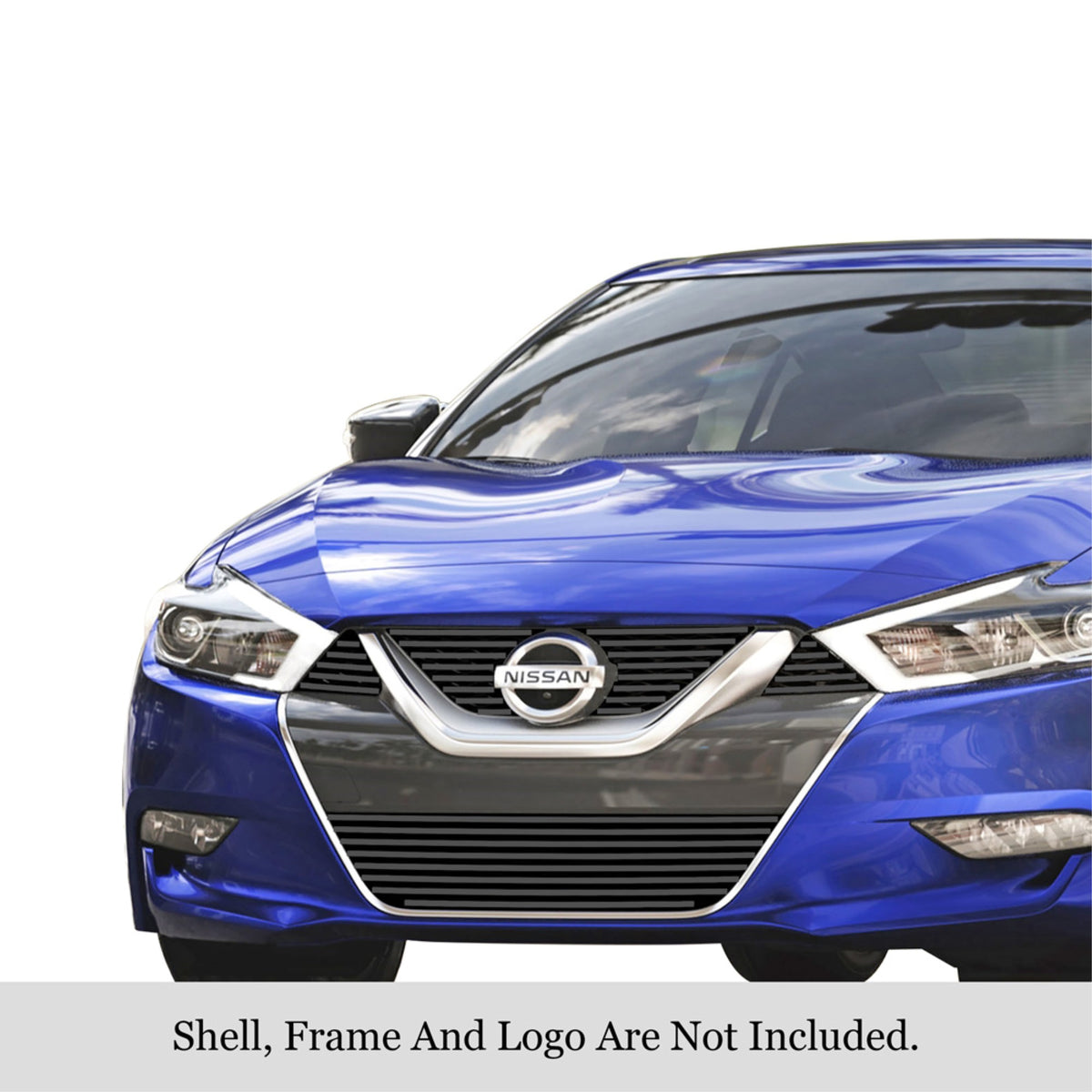 2015-2018 Nissan Maxima Stainless Steel Black Powder Coated Finish 8X6 Horizontal Billet Black Stainless Steel Billet Grille