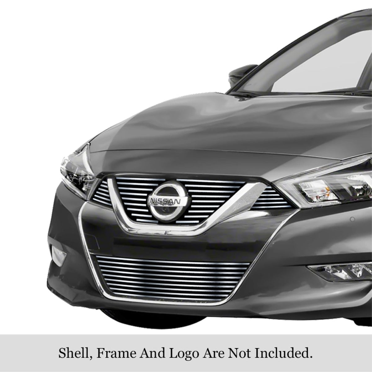 2015-2018 Nissan Maxima 304 Stainless Steel Polished Finish 8X6 Horizontal Billet Stainless Steel Billet Grille