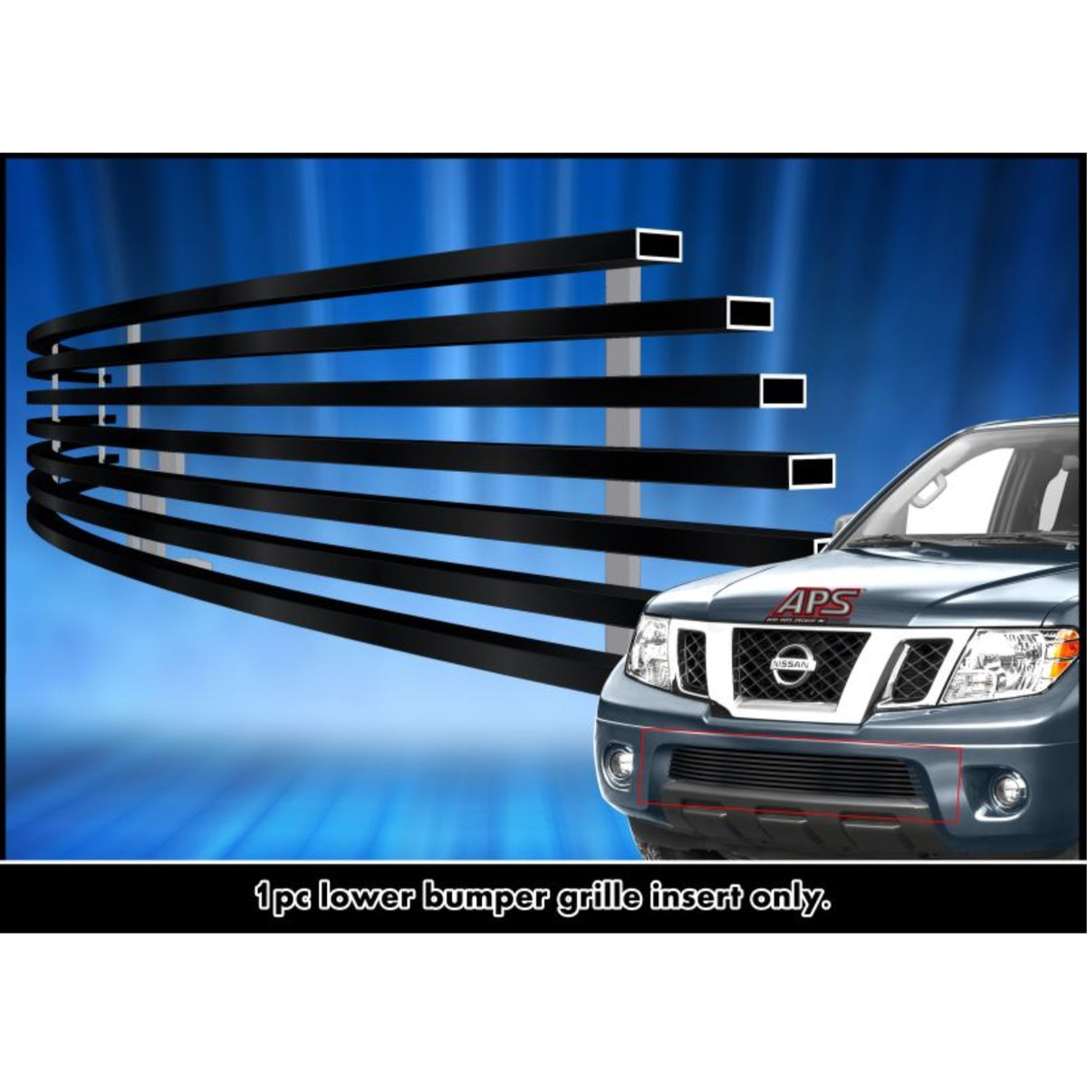2005-2008 Nissan Frontier All Model/2009-2021 Nissan Frontier (Only Fit Model With Chrome Bumper Not Fit Pro-4X Model)/2005-2007 Nissan Pathfinder Stainless Steel Black Powder Coated Finish 8X6 Horizontal Billet Black Stainless Steel Billet Grille