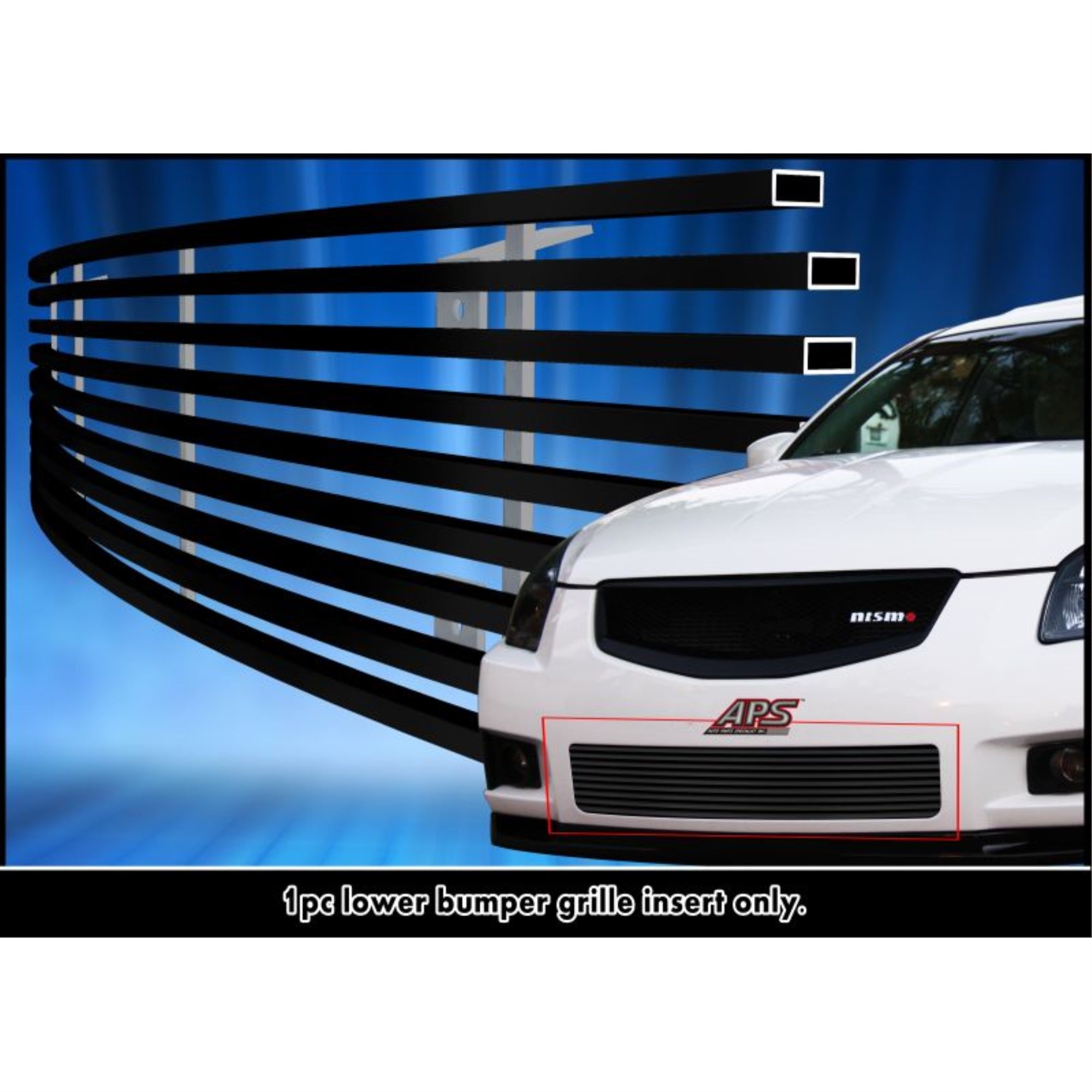 2007-2008 Nissan Maxima Stainless Steel Black Powder Coated Finish 8X6 Horizontal Billet Black Stainless Steel Billet Grille