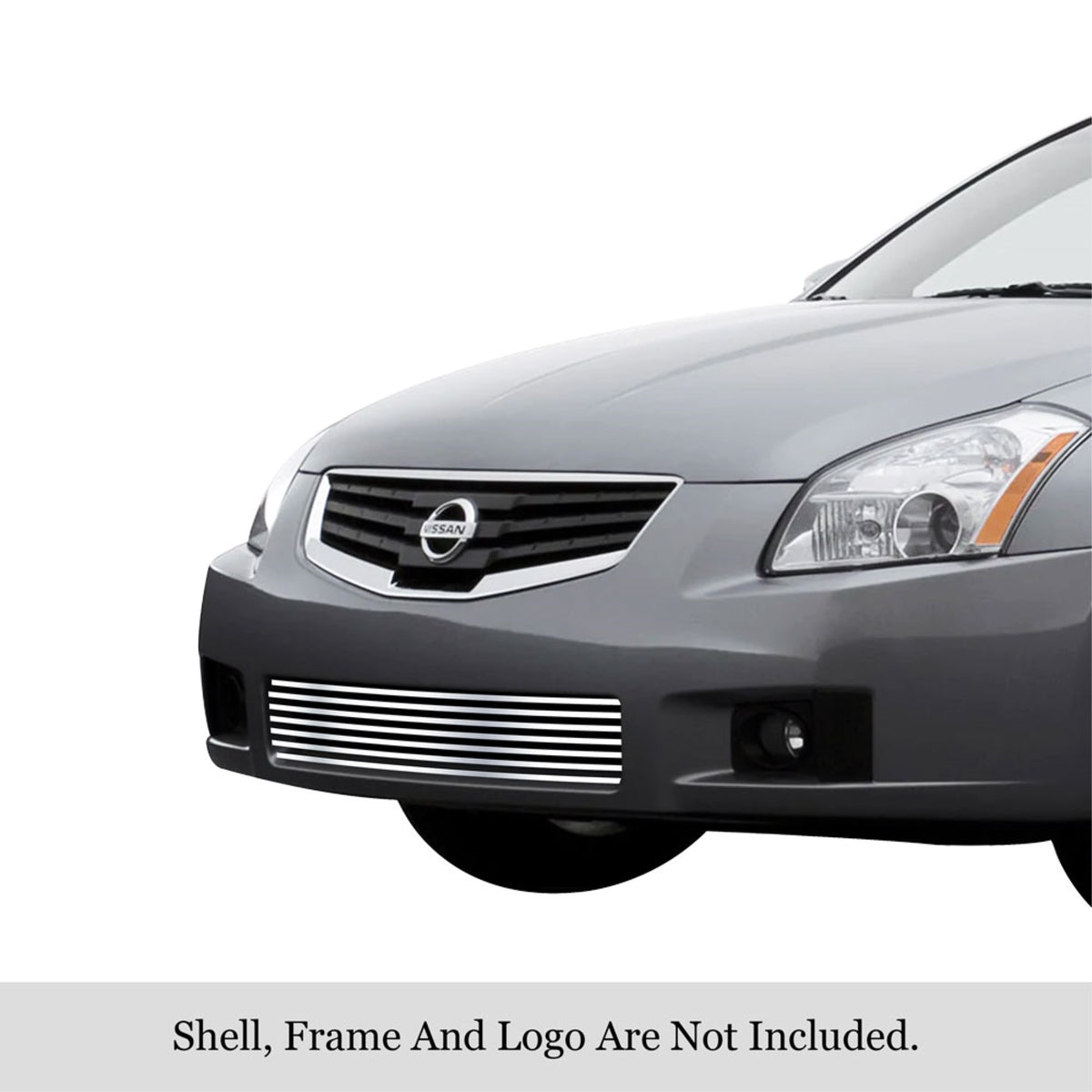 2007-2008 Nissan Maxima 304 Stainless Steel Polished Finish 8X6 Horizontal Billet Stainless Steel Billet Grille