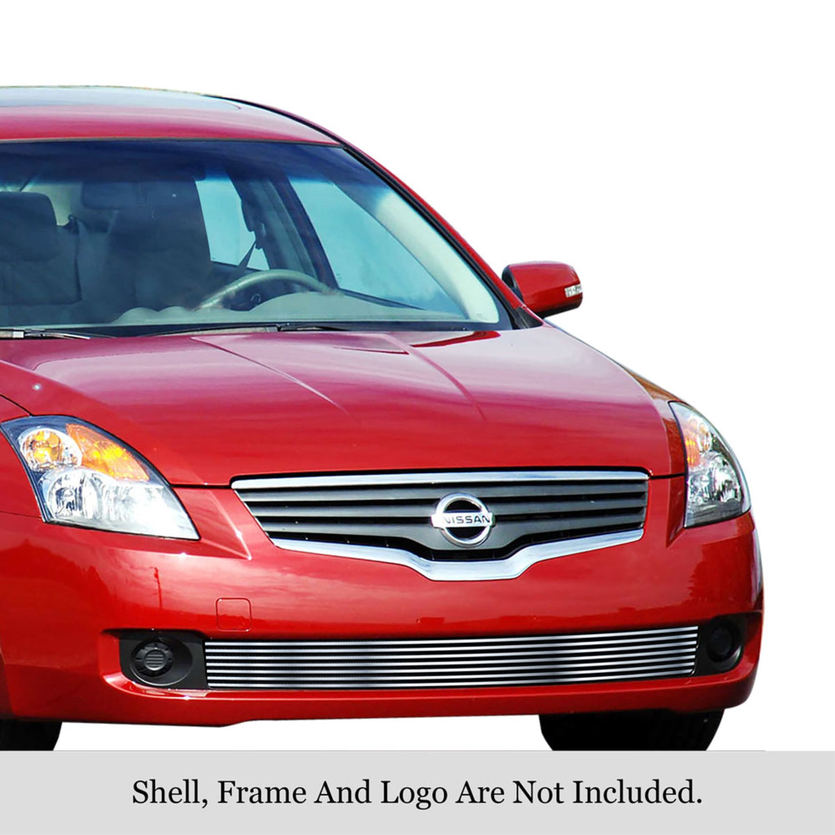 2007-2009 Nissan Altima Sedan 304 Stainless Steel Polished Finish 8X6 Horizontal Billet Stainless Steel Billet Grille