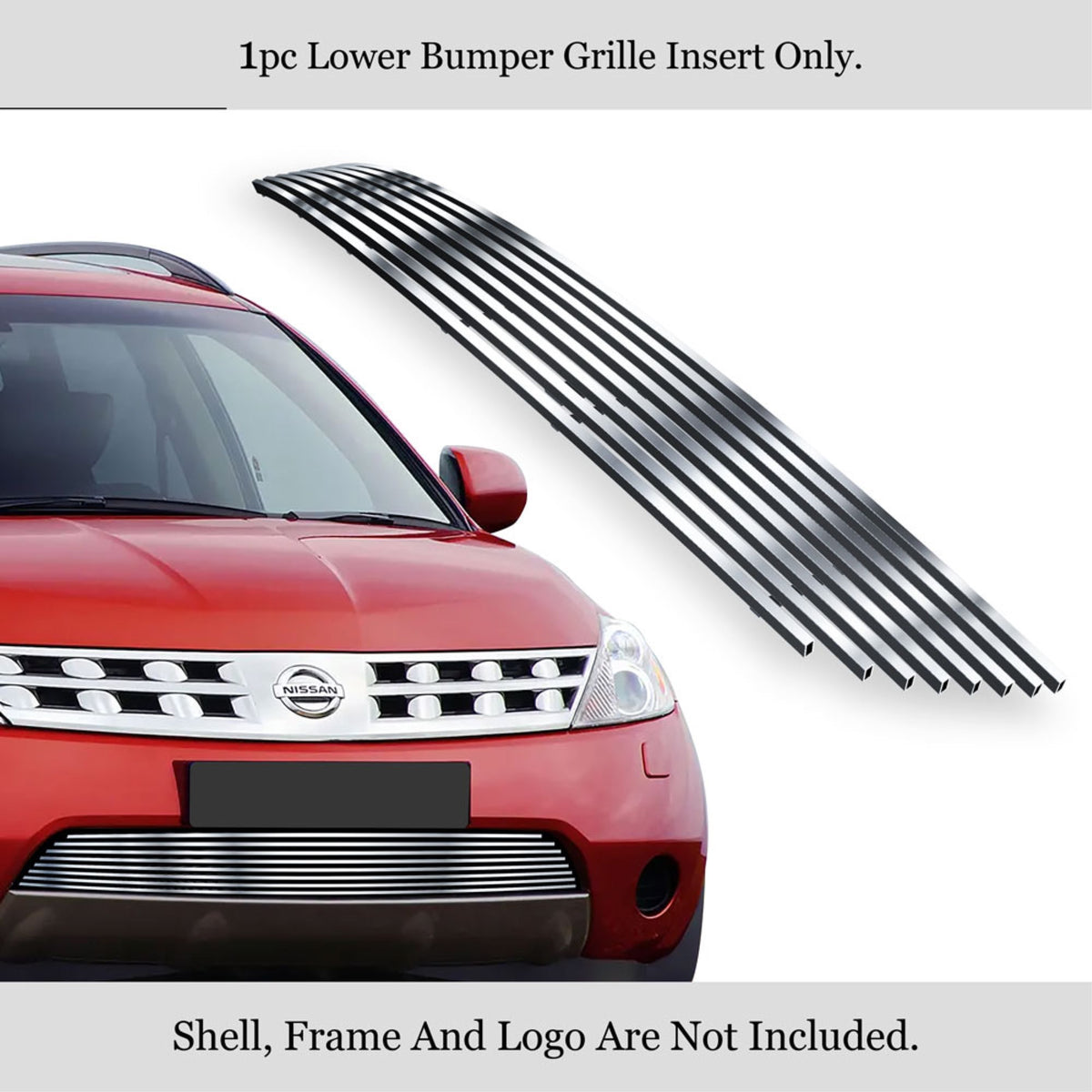 2003-2008 Nissan Murano Stainless Steel Silver Hairline Finish Finish Horizontal Billet Stainless Steel Billet Grille