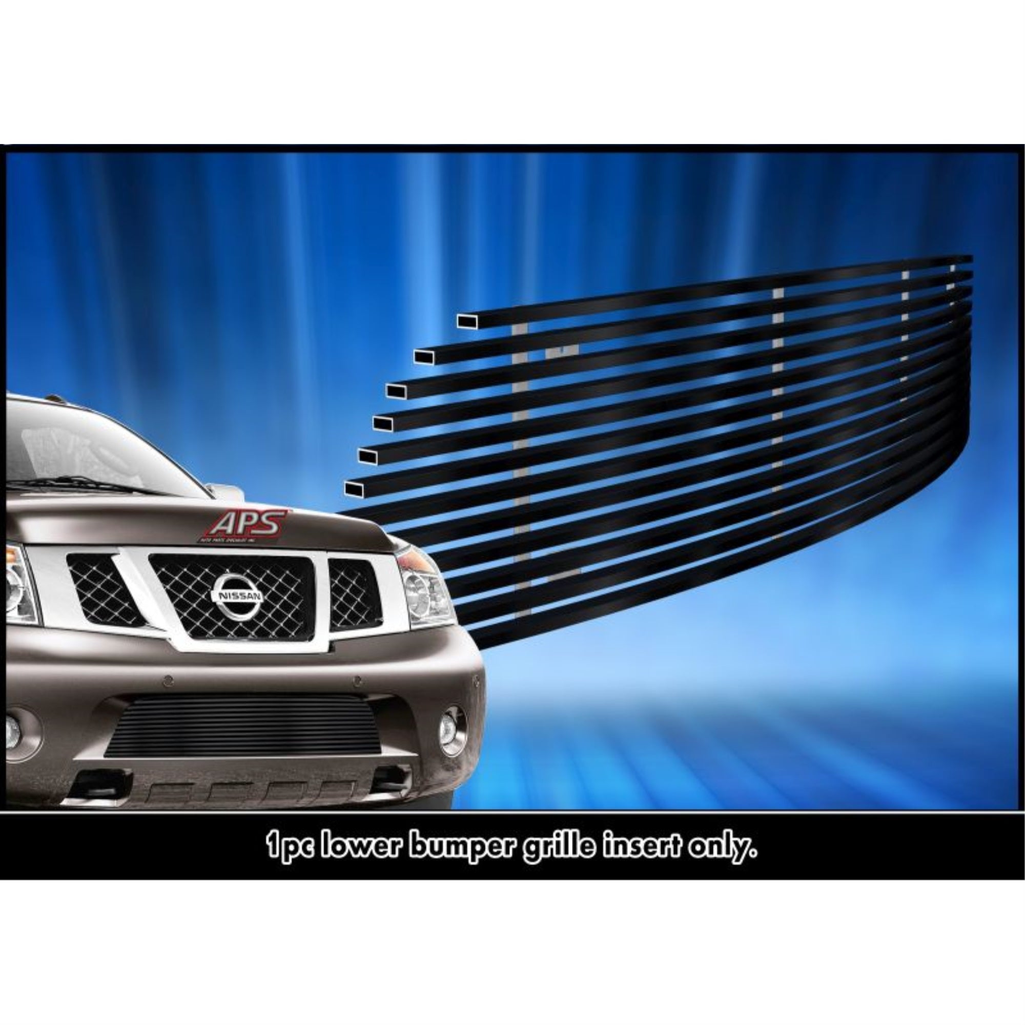 2008-2015 Nissan Armada Stainless Steel Black Powder Coated Finish 8X6 Horizontal Billet Black Stainless Steel Billet Grille