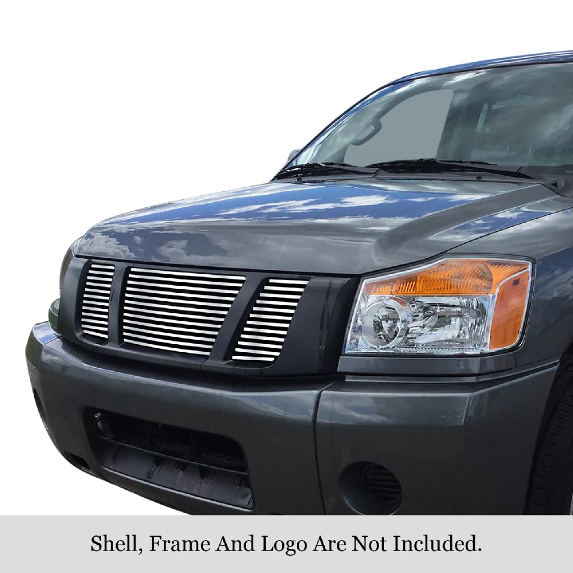 2008-2015 Nissan Titan 304 Stainless Steel Polished Finish 8X6 Horizontal Billet Stainless Steel Billet Grille