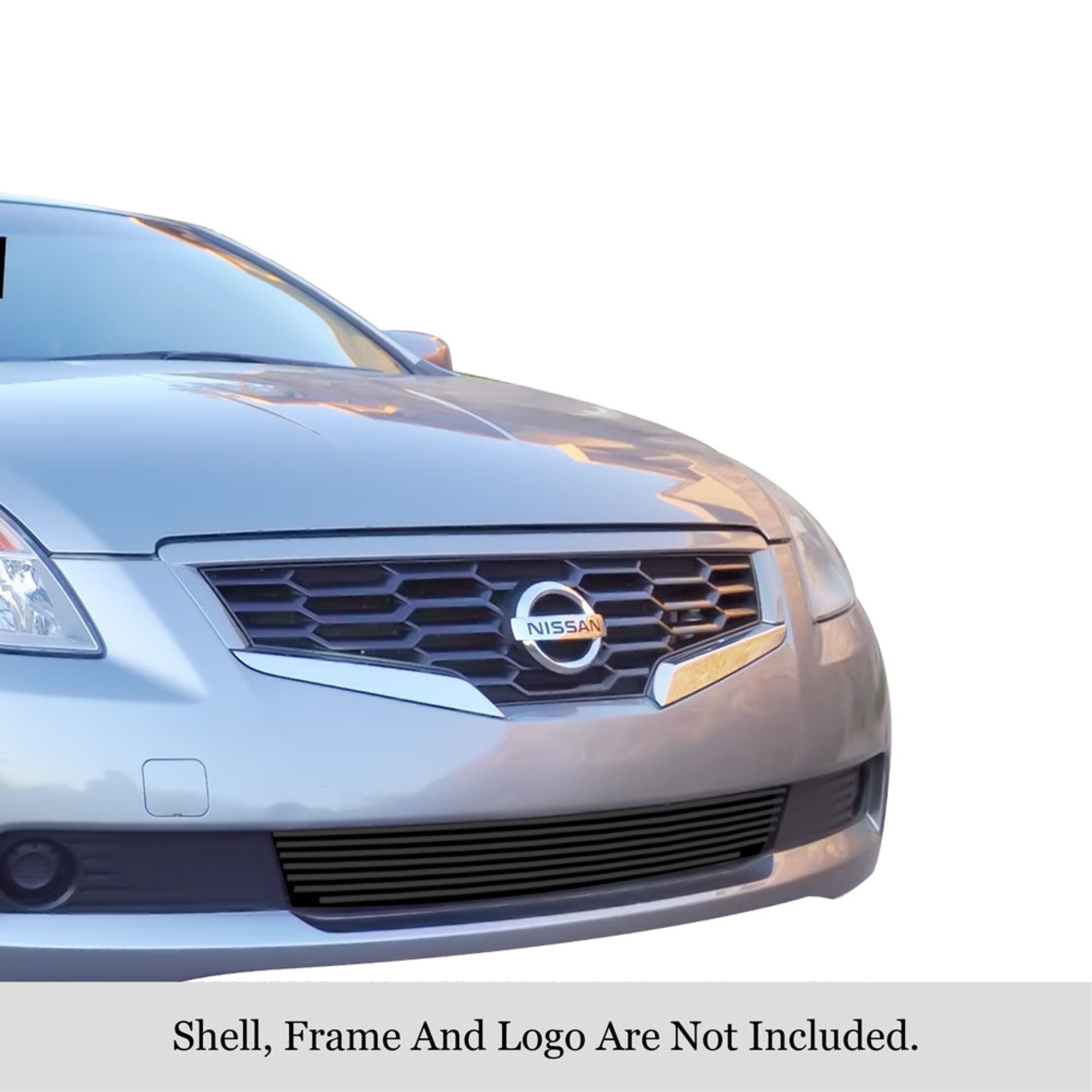 2007-2009 Nissan Altima Coupe Stainless Steel Black Powder Coated Finish 8X6 Horizontal Billet Black Stainless Steel Billet Grille
