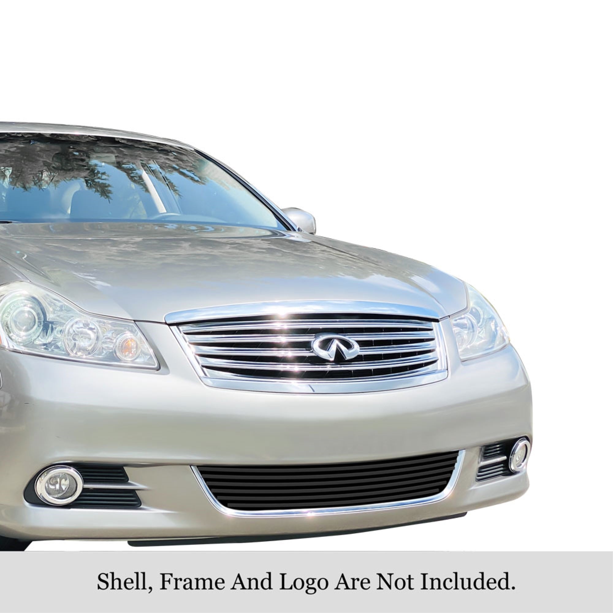 2008-2010 Infiniti M35 /2008-2010 Infiniti M45 Stainless Steel Black Powder Coated Finish 8X6 Horizontal Billet Black Stainless Steel Billet Grille