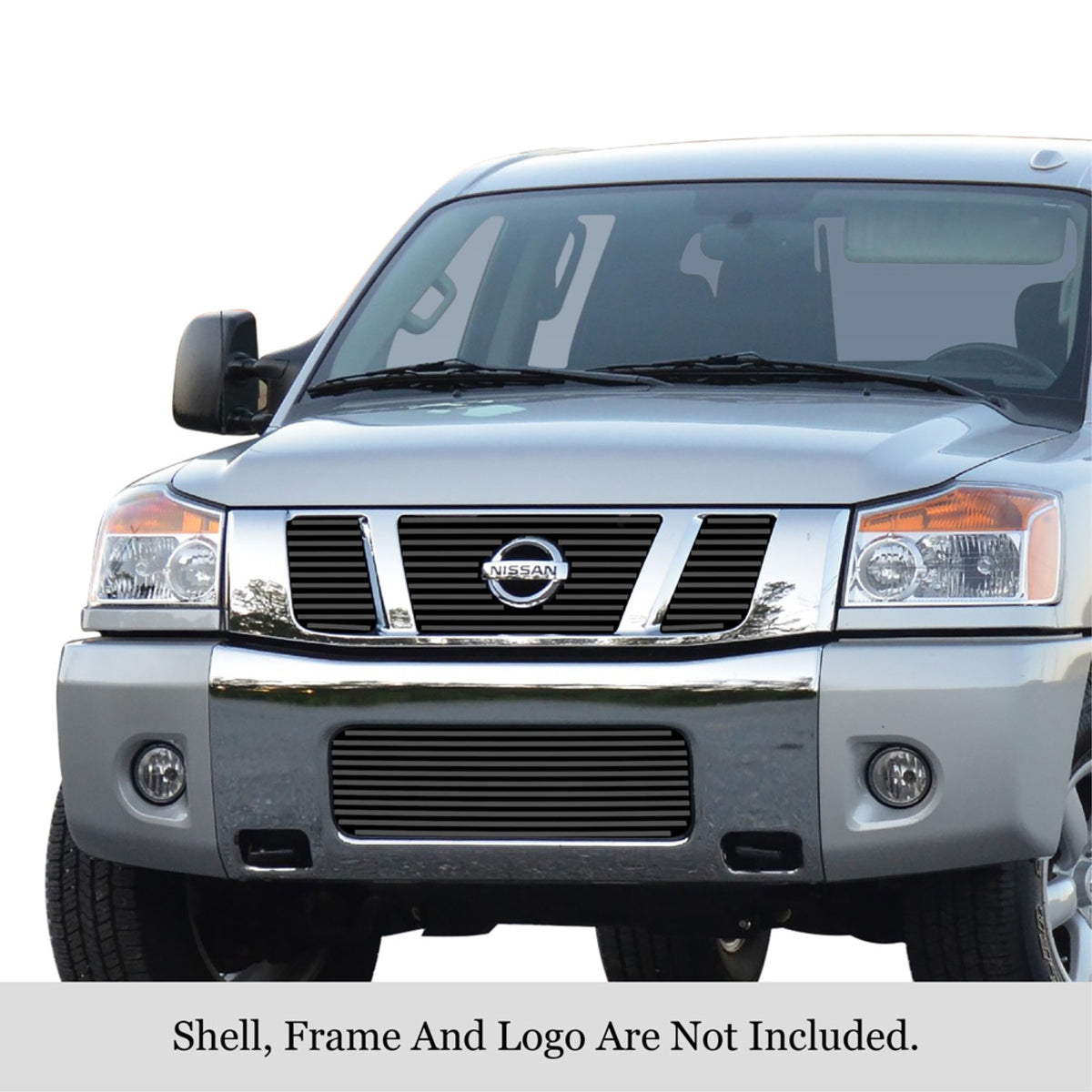 2008-2012 Nissan Titan Stainless Steel Black Powder Coated Finish 8X6 Horizontal Billet Black Stainless Steel Billet Grille