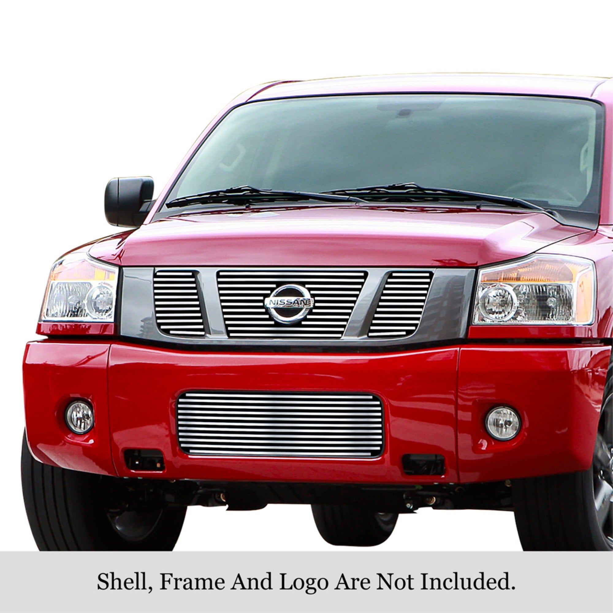2008-2012 Nissan Titan 304 Stainless Steel Polished Finish 8X6 Horizontal Billet Stainless Steel Billet Grille