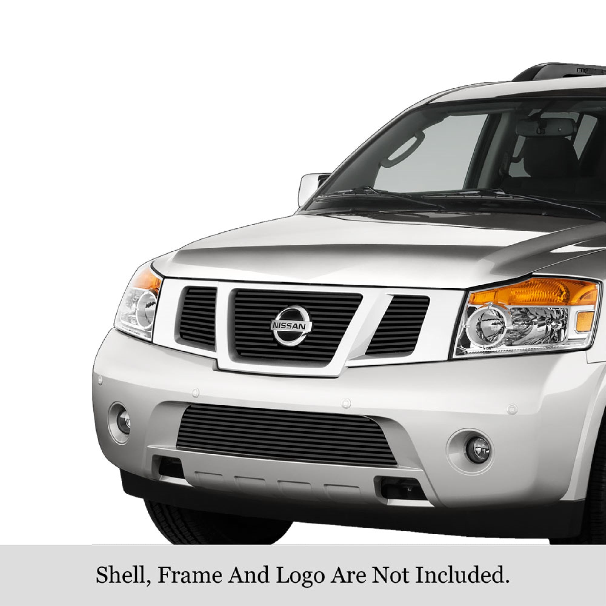 2008-2015 Nissan Armada Logo Show Stainless Steel Black Powder Coated Finish 8X6 Horizontal Billet Black Stainless Steel Billet Grille